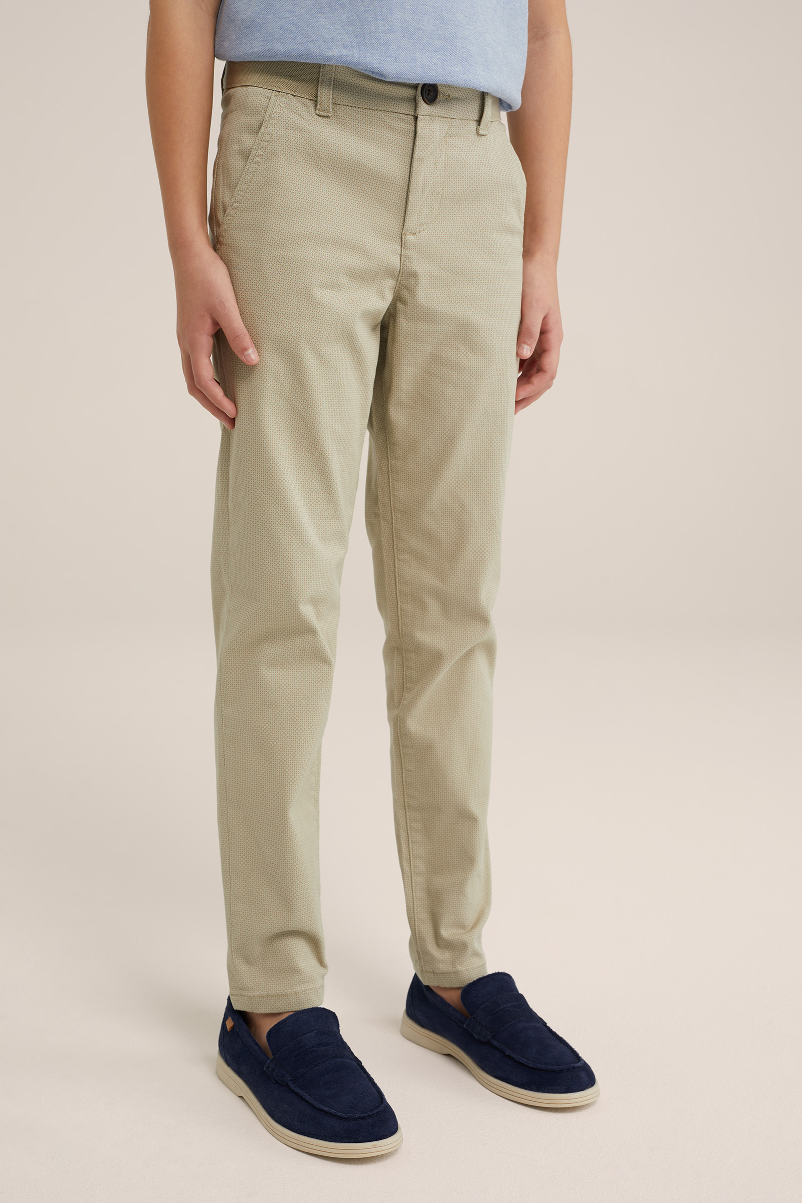 Jongens slim fit chino met dessin WE Fashion Beige