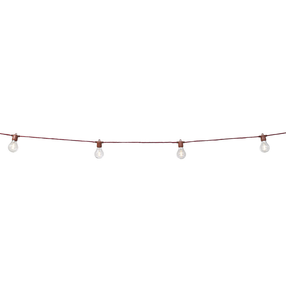 Guirlande ampoule 10 LED blanc chaud corde rouge 4,5 m