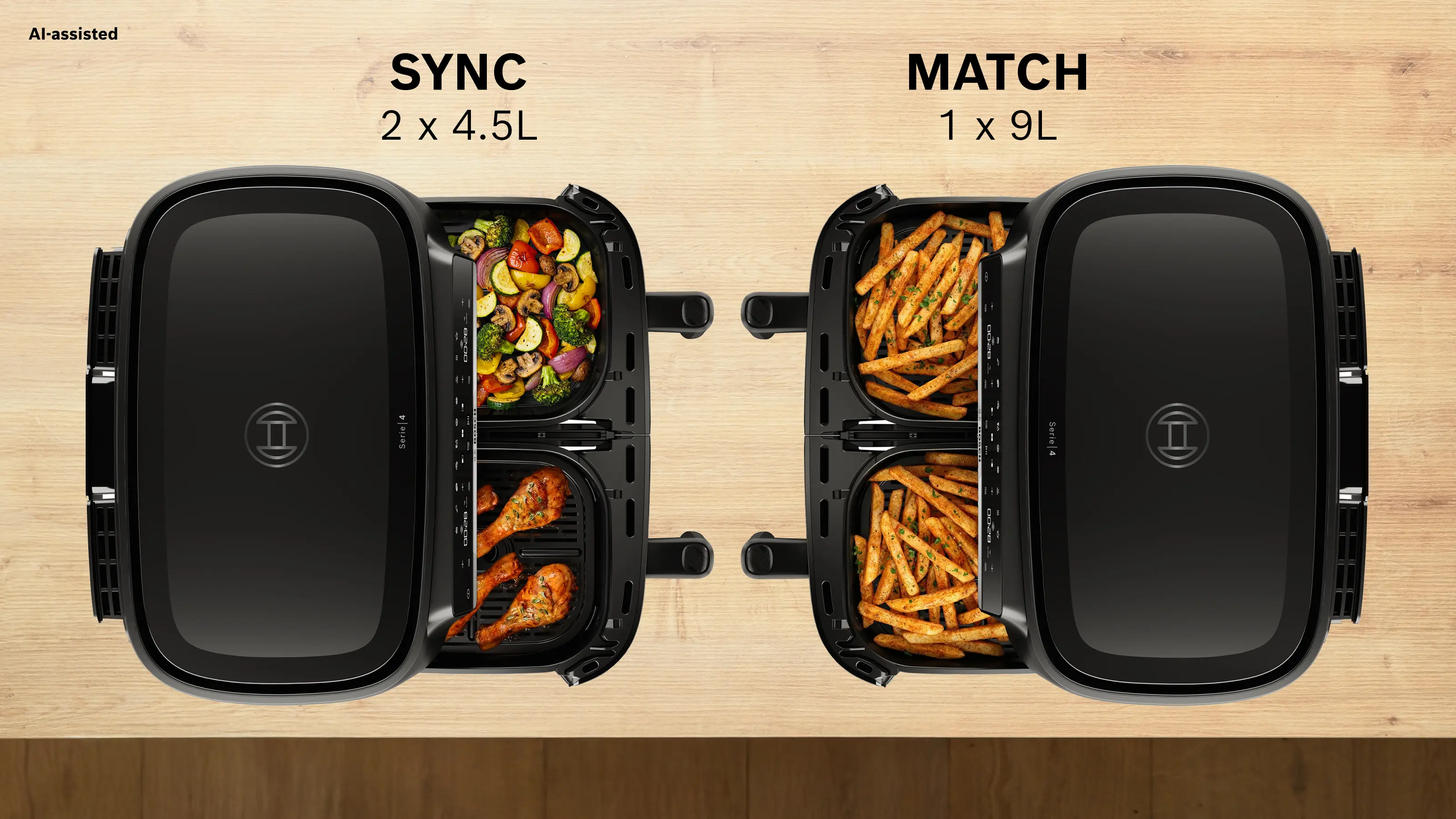 Serie 4 Double Drawer Air Fryer Zwart