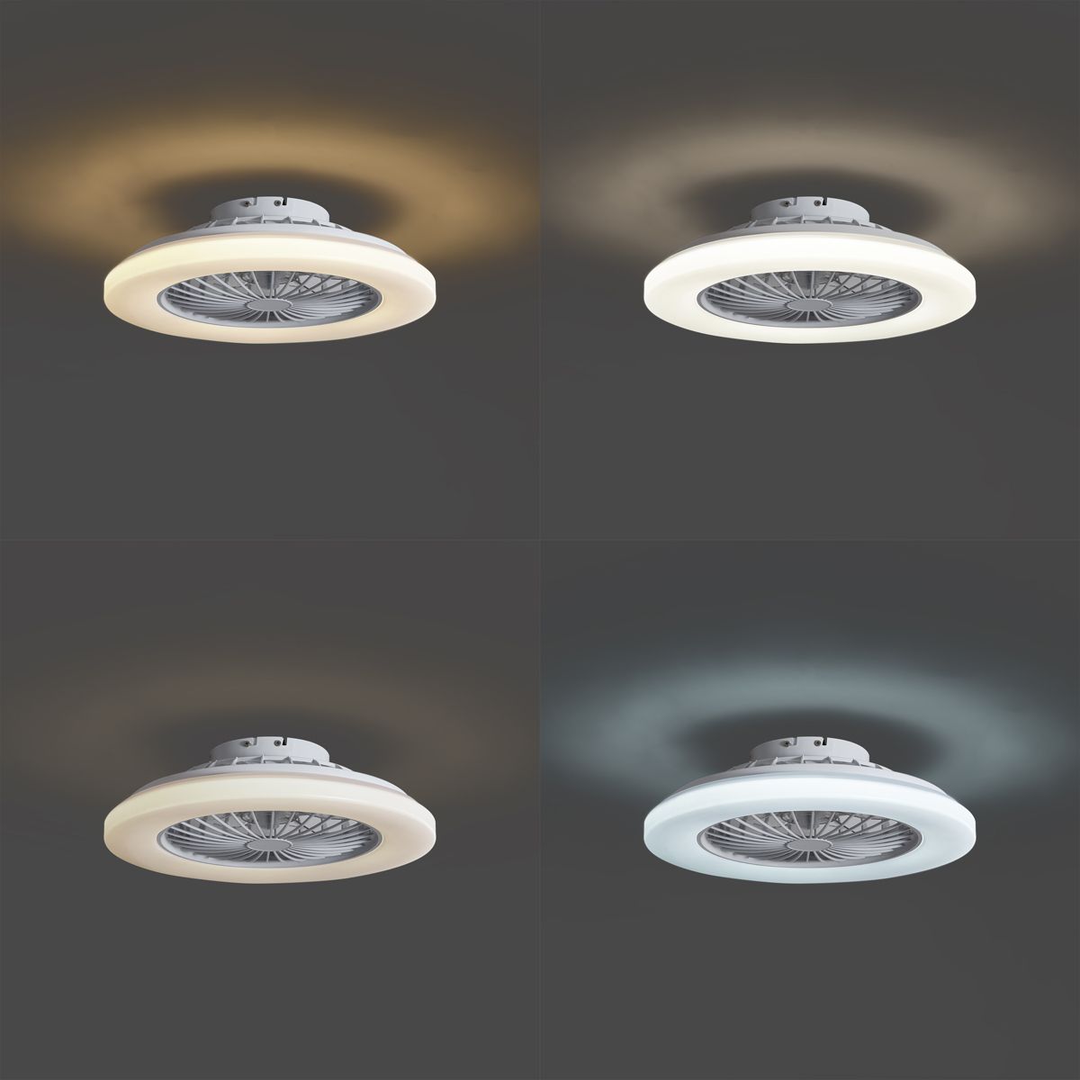 Plafondventilator wit 48.5cm incl. LED dimbaar RGB met afstandsbediening - Clemo