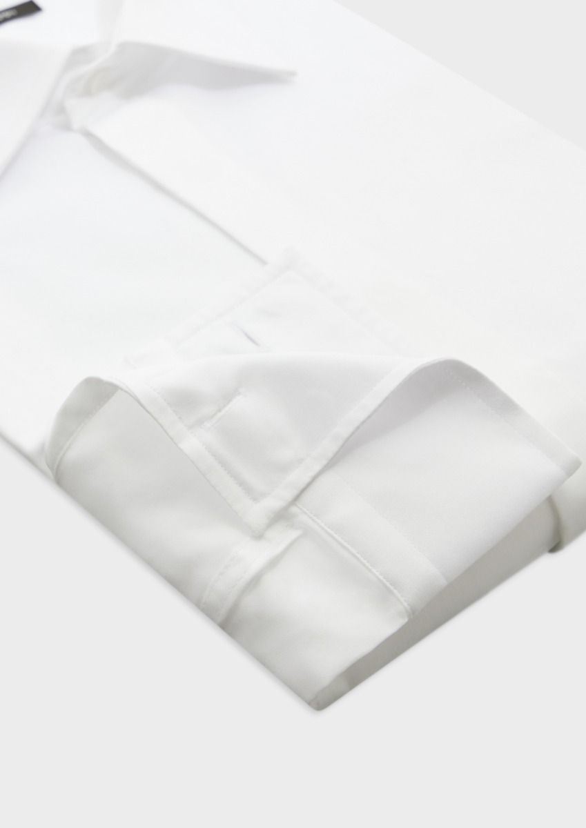 Chemise habillée Regular en satin de coton uni blanc