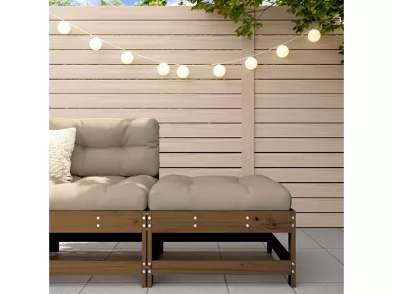 Repose-pied de jardin et coussin marron miel bois de pin massif