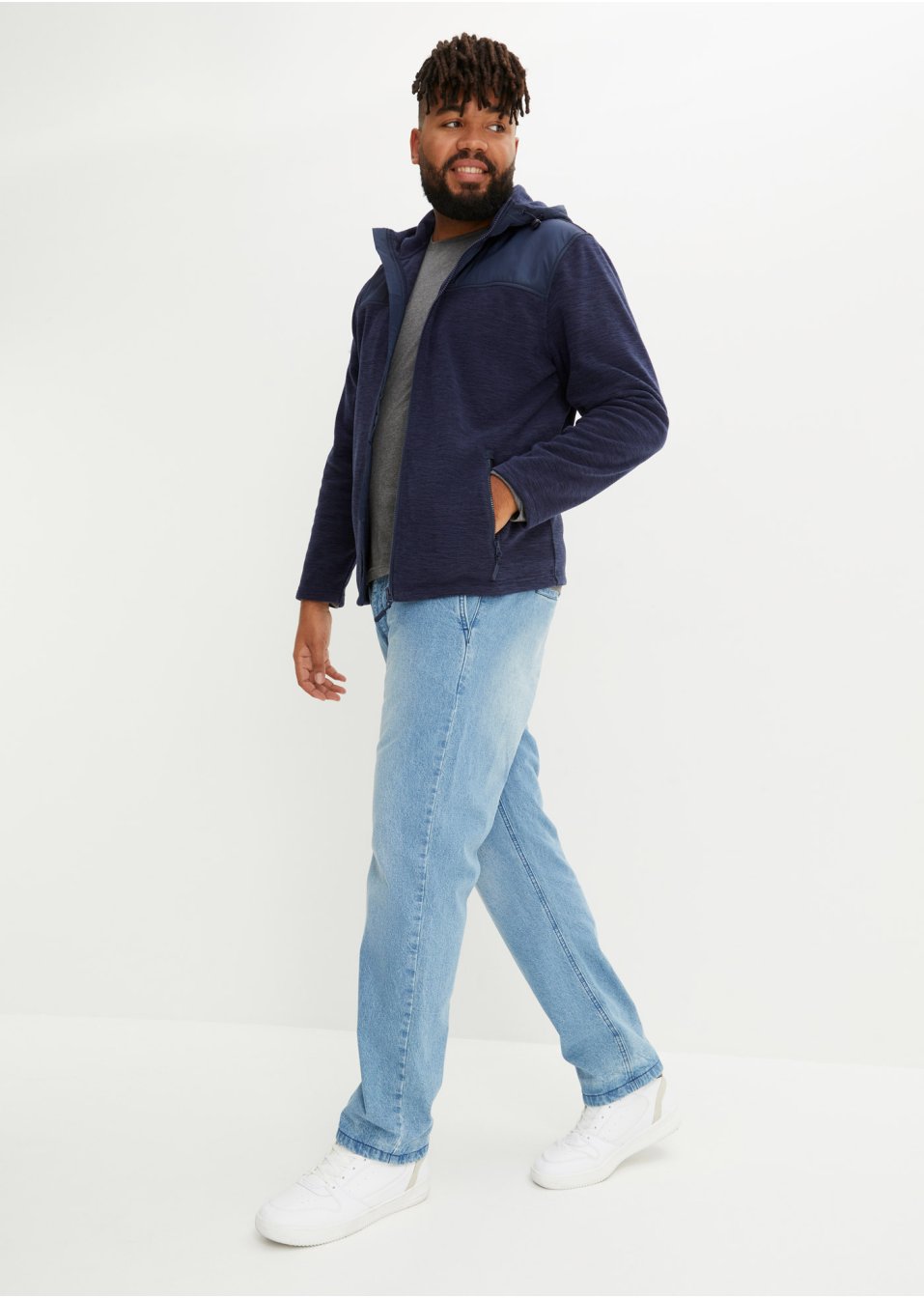 Veste polaire avec empiècement tissé