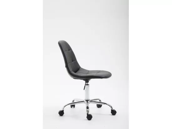 Chaise de bureau - Similicuir & Métal chromé - Noir - Reims