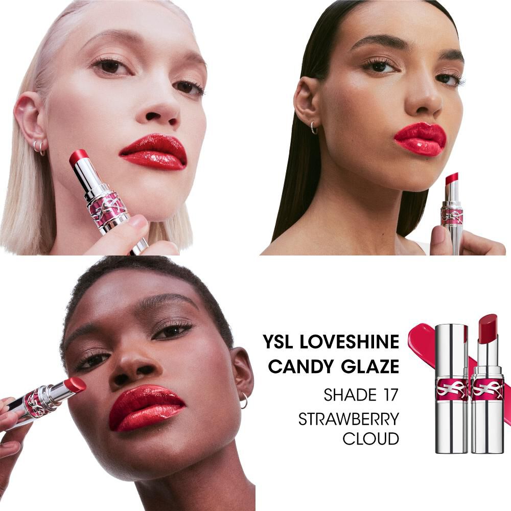 YSL LOVESHINE CANDY GLAZE  GLOSS EFFET REPULPANT EN STICK - 17 STRAWBERRY CLOUD
