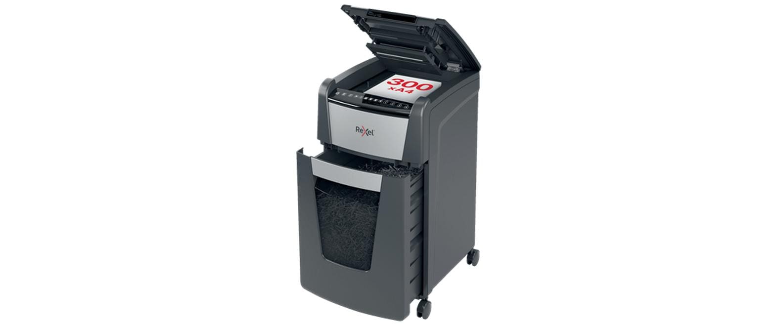 Aktenvernichter Rexel Optimum AutoFeed+ 300X, P-4<br>Automatischer Schredder (auto) für sichere Vernichtung vertraulicher Unterlagen (bis zu 300 Blatt)
