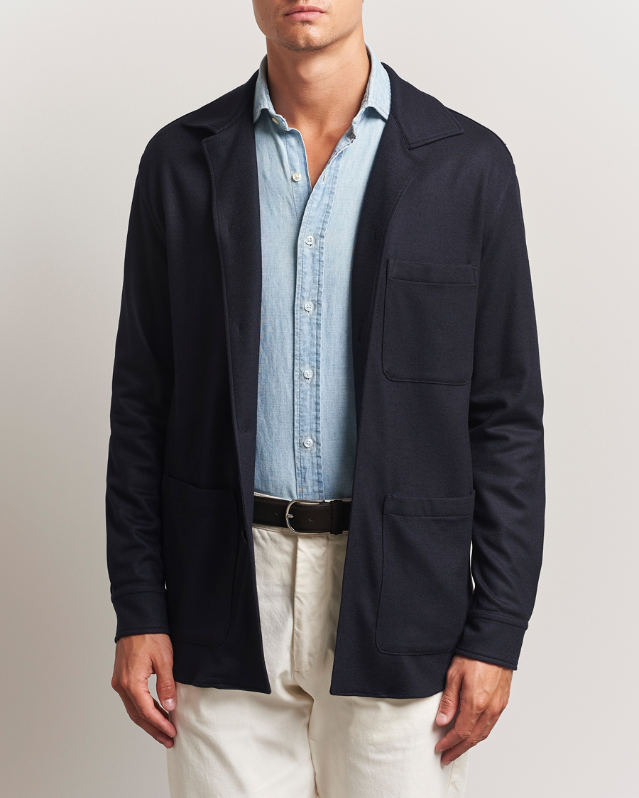 Canali Wool Shirt Jacket Navy