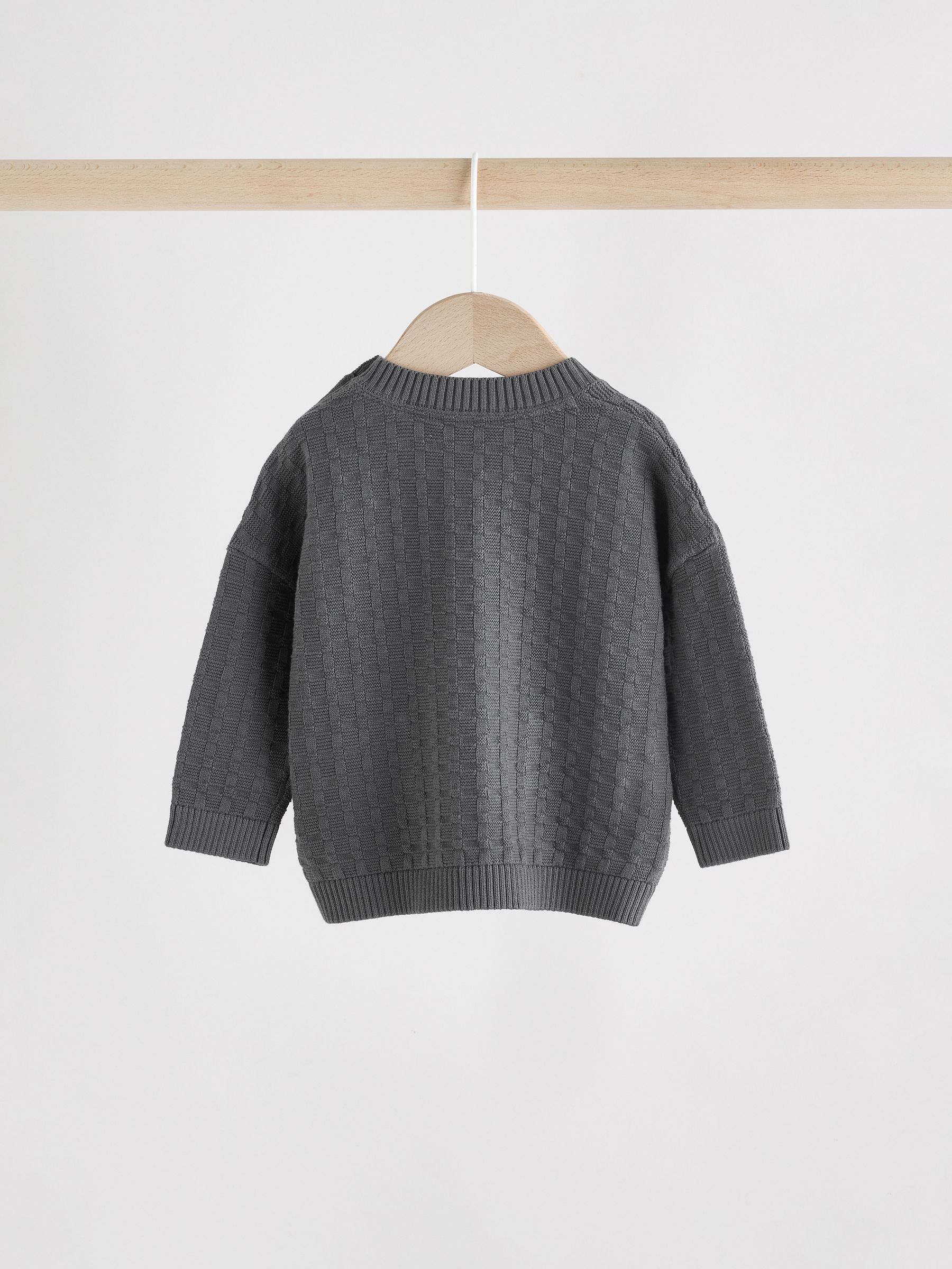 Antraciet - Babyset met gebreide trui en legging van 100% katoen met textuur (0mnd -3jr)