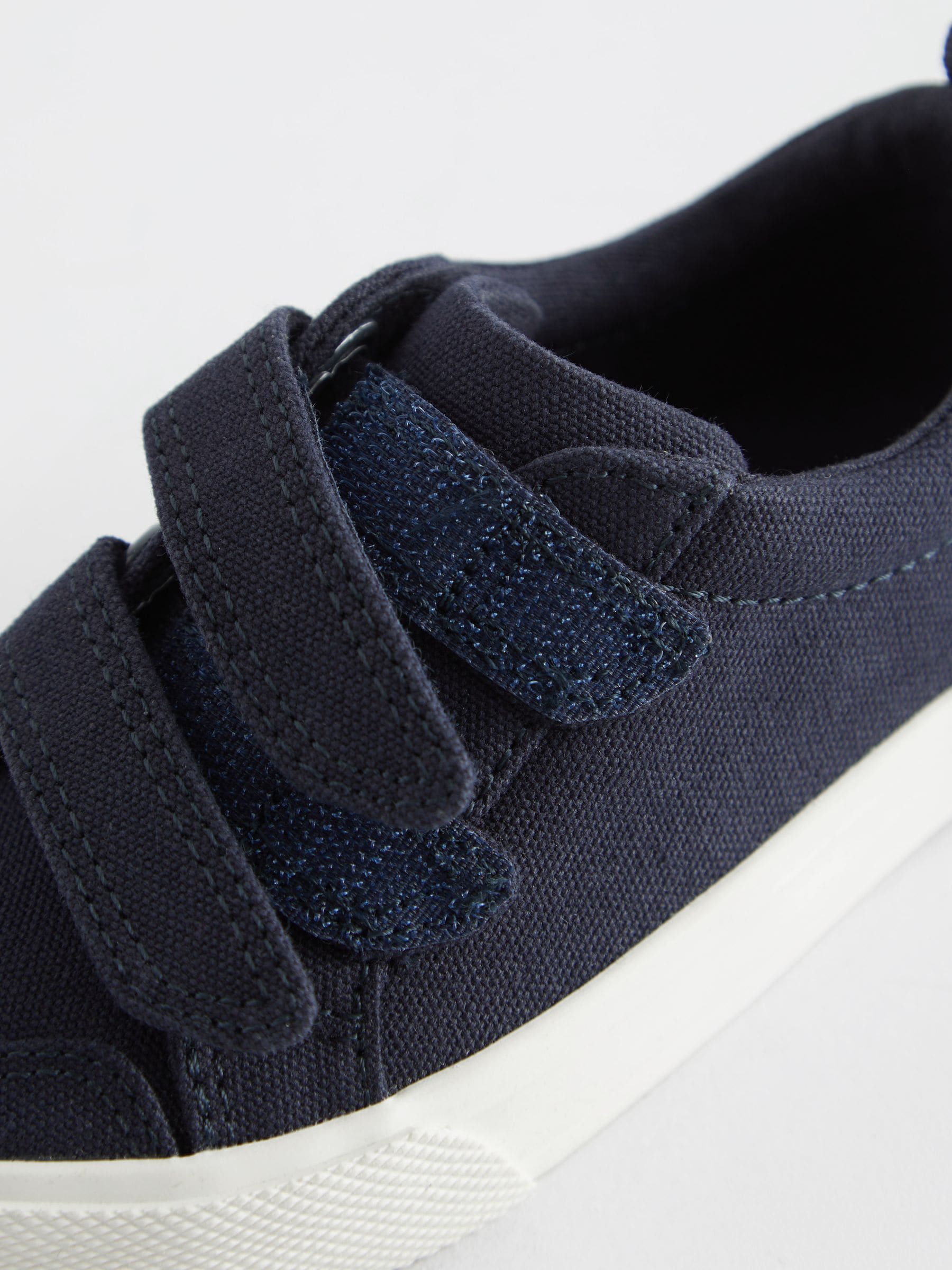 Marineblauw canvas - Sneakers met twee klittenbandjes
