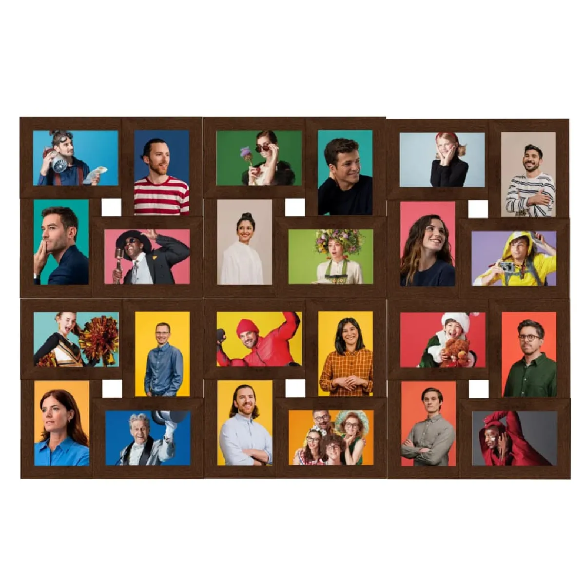 vidaXL Collage de cadres photo 24x(10x15) Marron foncé