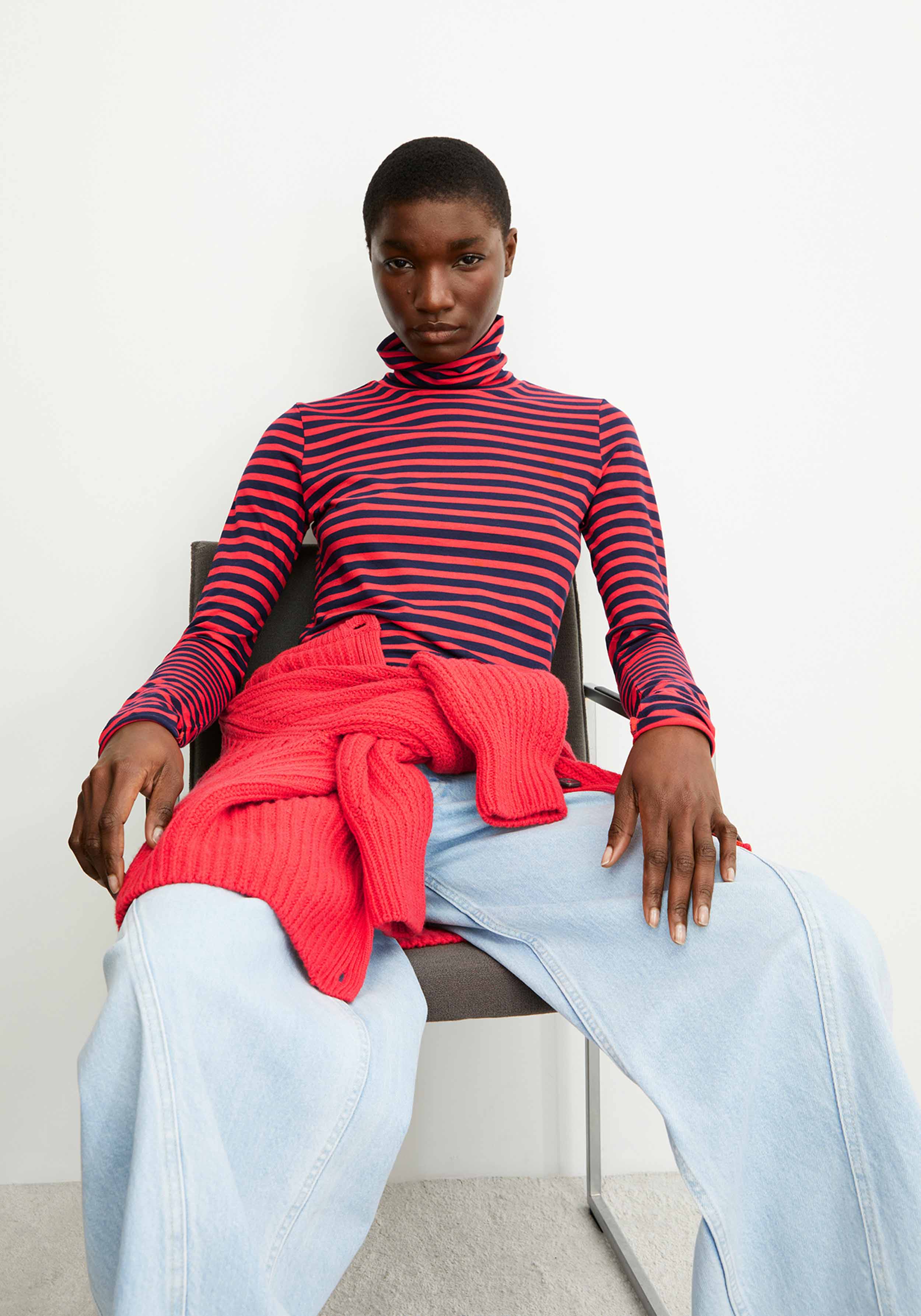 Armedangels Longsleeve Graziliaa Stripes Tinted Navy-Candy Apple