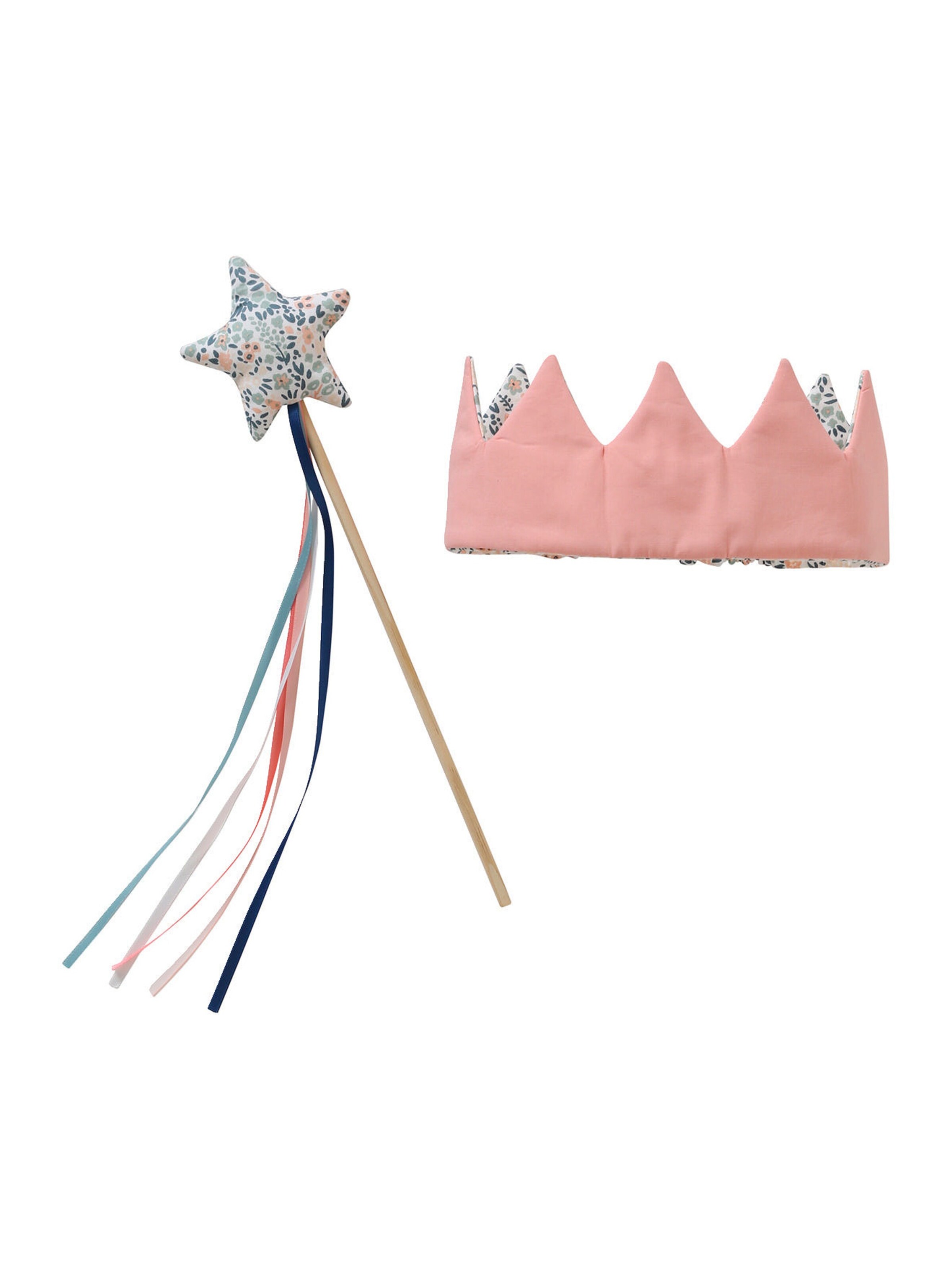 Vertbaudet Kinder Kostüm-Set: Krone + Zauberstab rosa/mehrfarbig bedruckt
