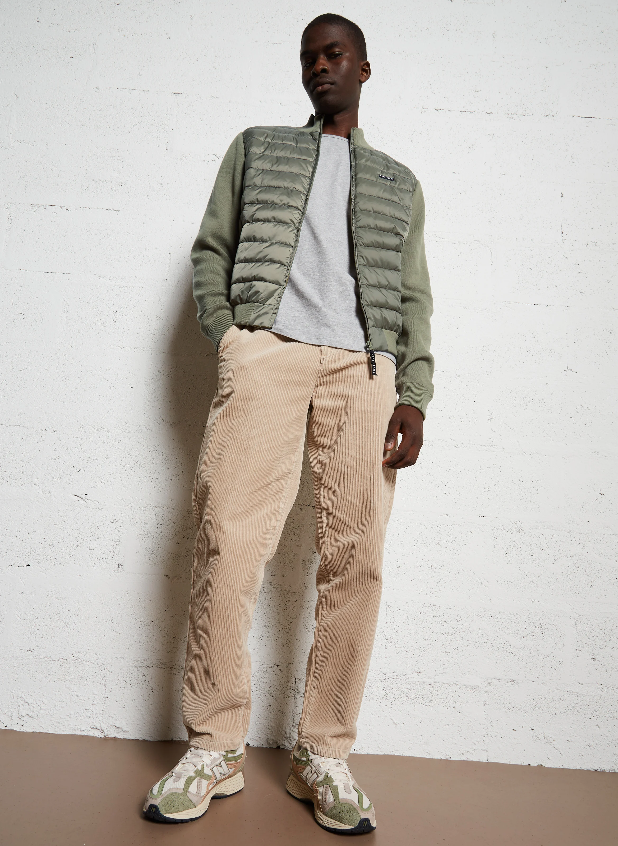 CLIFTON MOCK - Blouson col montant droit en coton mélangé | Vert