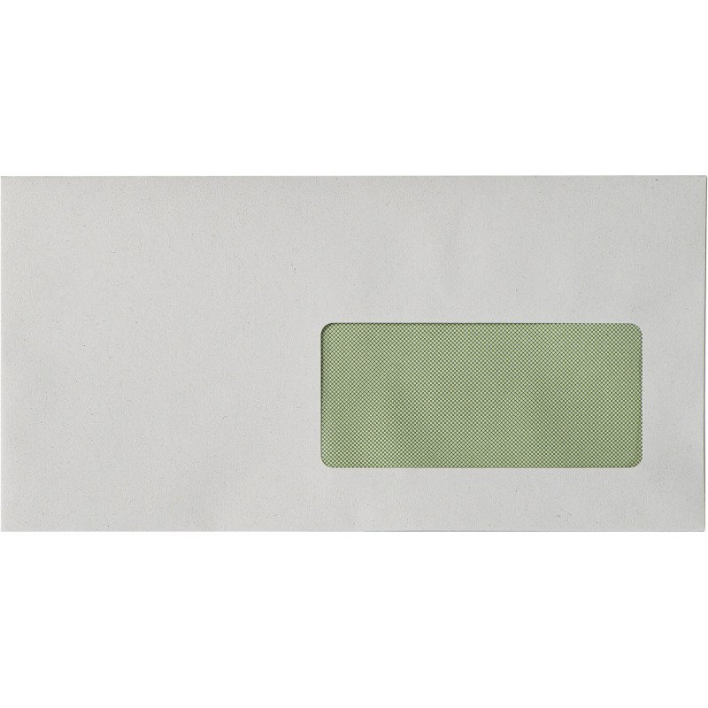 Enveloppe 110 x 220 mm recyclée budget 80 g fenêtre 45 x 100 mm - Boîte de 500