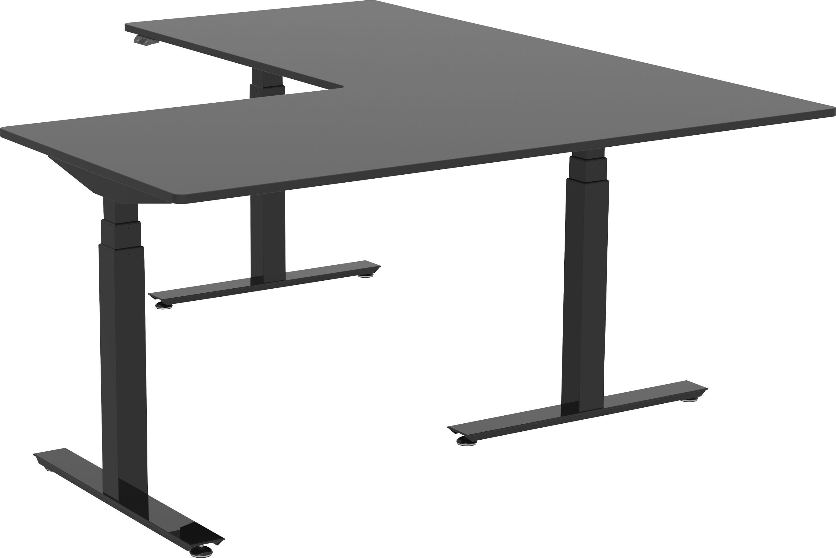 FLEXCUBE PROFI Eckschreibtisch höhenverstellbar - Schwarz / B: 180.0 cm x T: 170.0 cm x H: 62.5 cm
