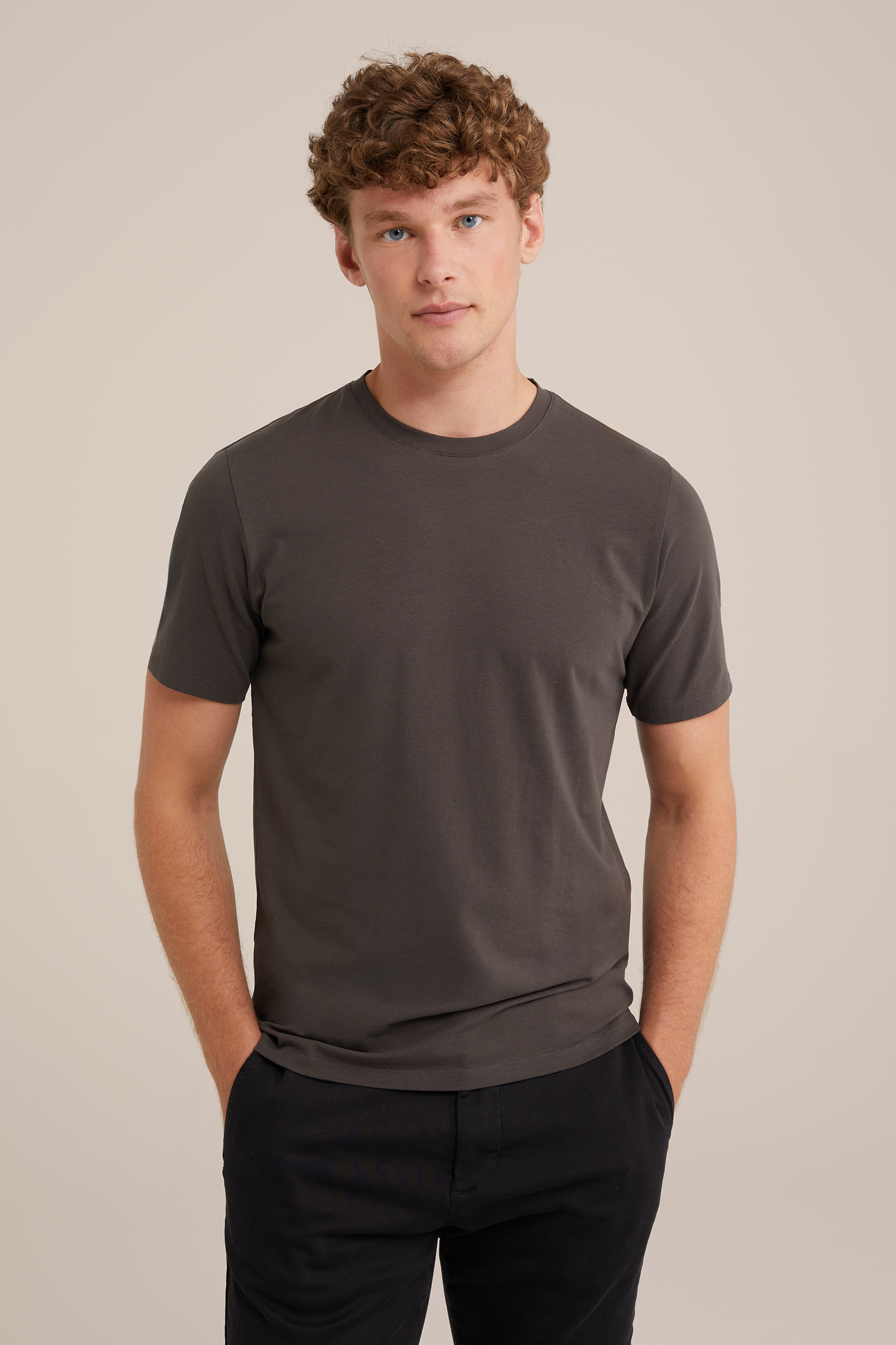 T-shirt WE Fashion Donkergrijs