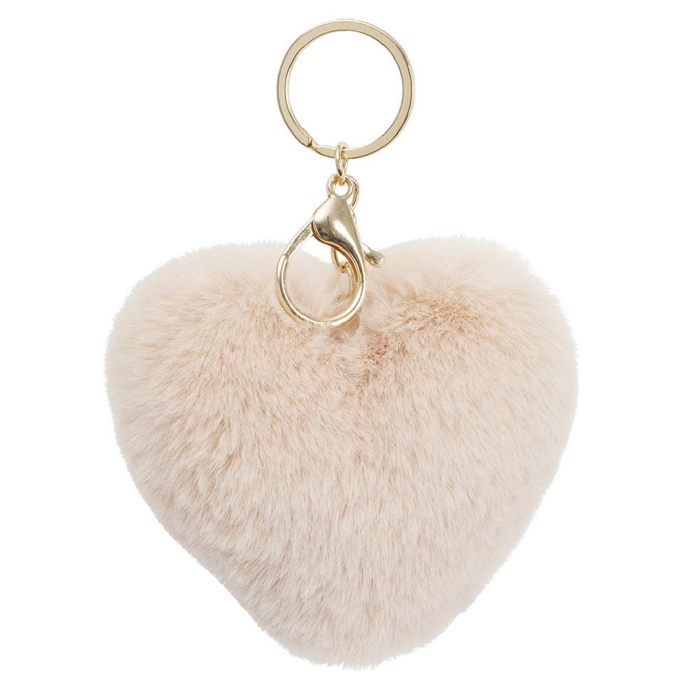 Porte clé pompon forme coeur L11xH8cm
