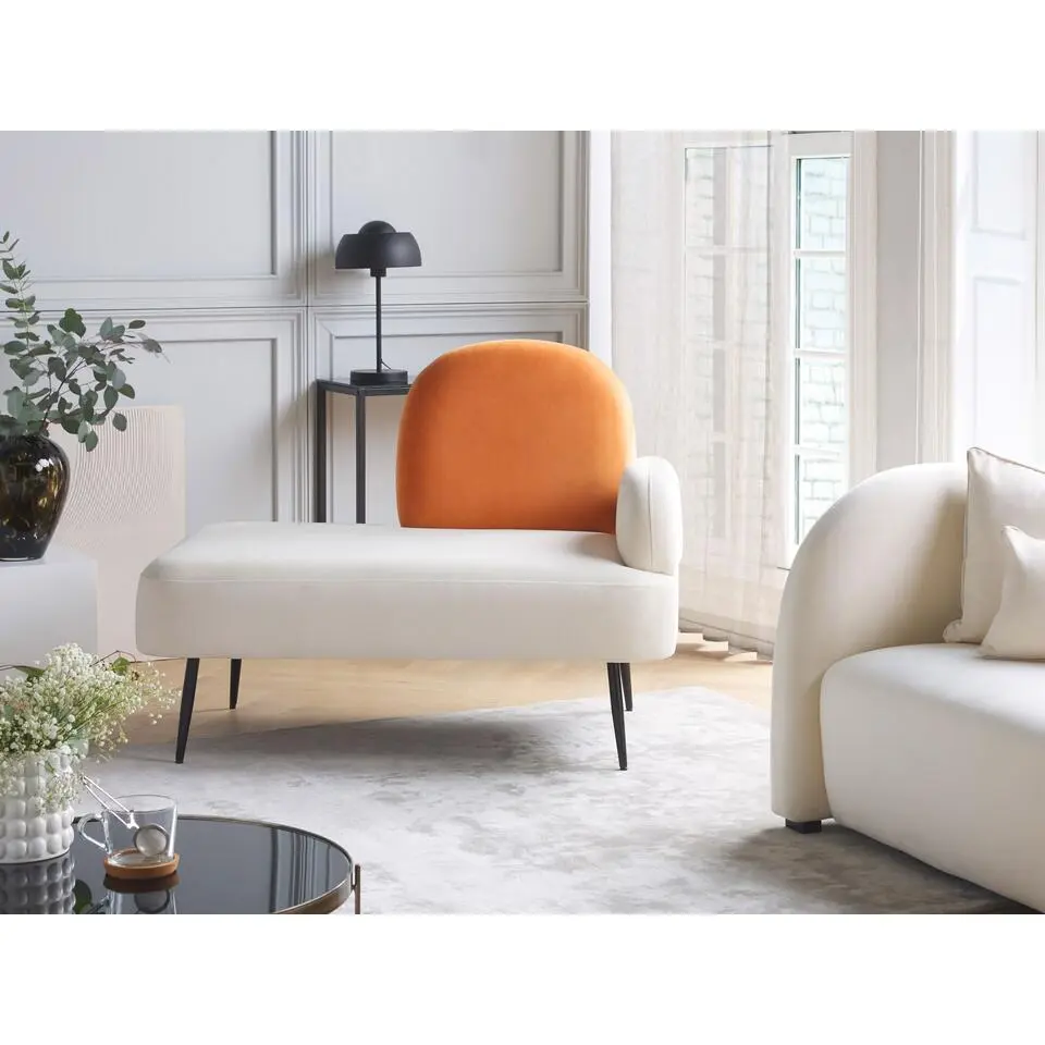 ARCEY - Chaise longue - Wit/Oranje - Fluweel