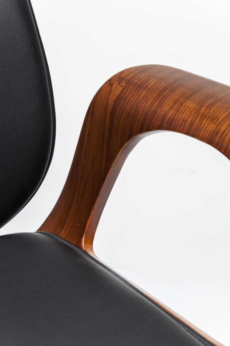 Kare Design Patron Walnut Bureaustoel - Kunstleer Zwart