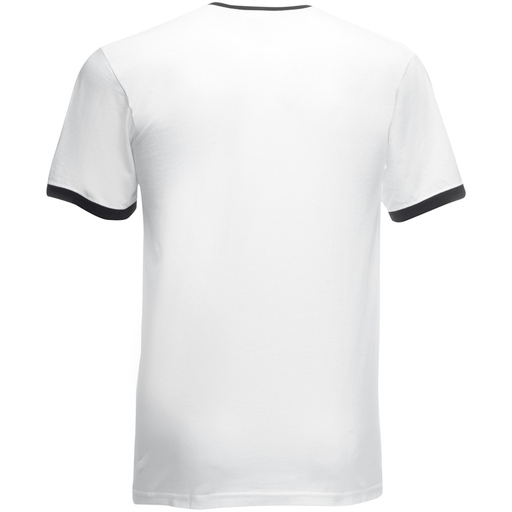 Camiseta de manga curta Fruit of the Loom com detalhes em cores diferentes.