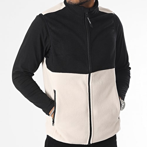 Veste Polaire Zippée Sans Manches Flame Fleece Beige Noir