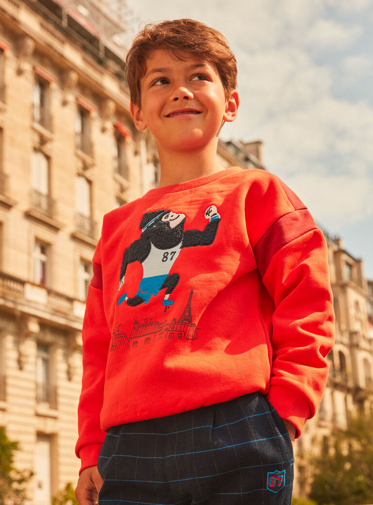 Sweat rouge vermillon molletonné