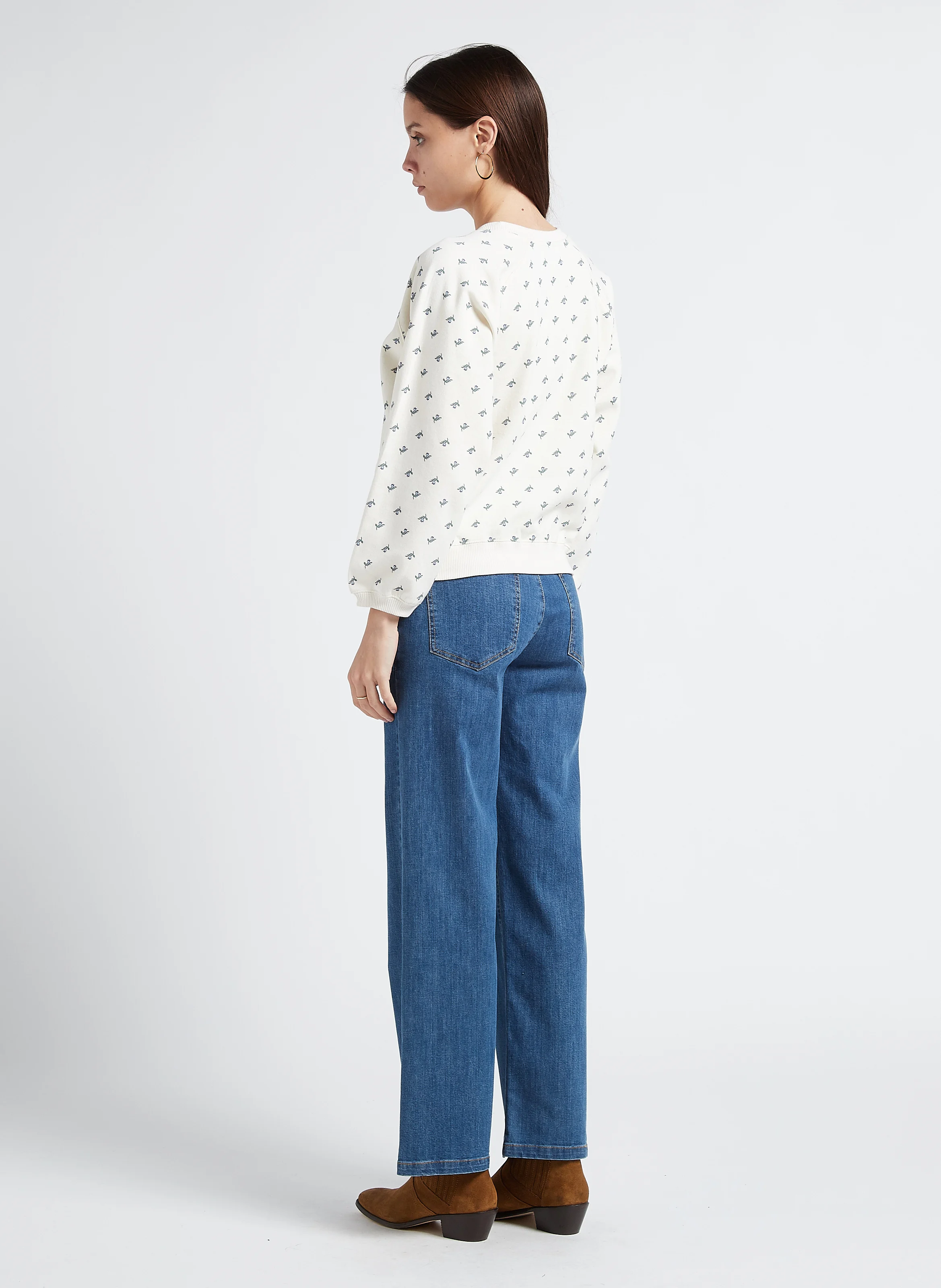 Pantalon droit aspect jean en coton biologique mélangé| Jean Stone
