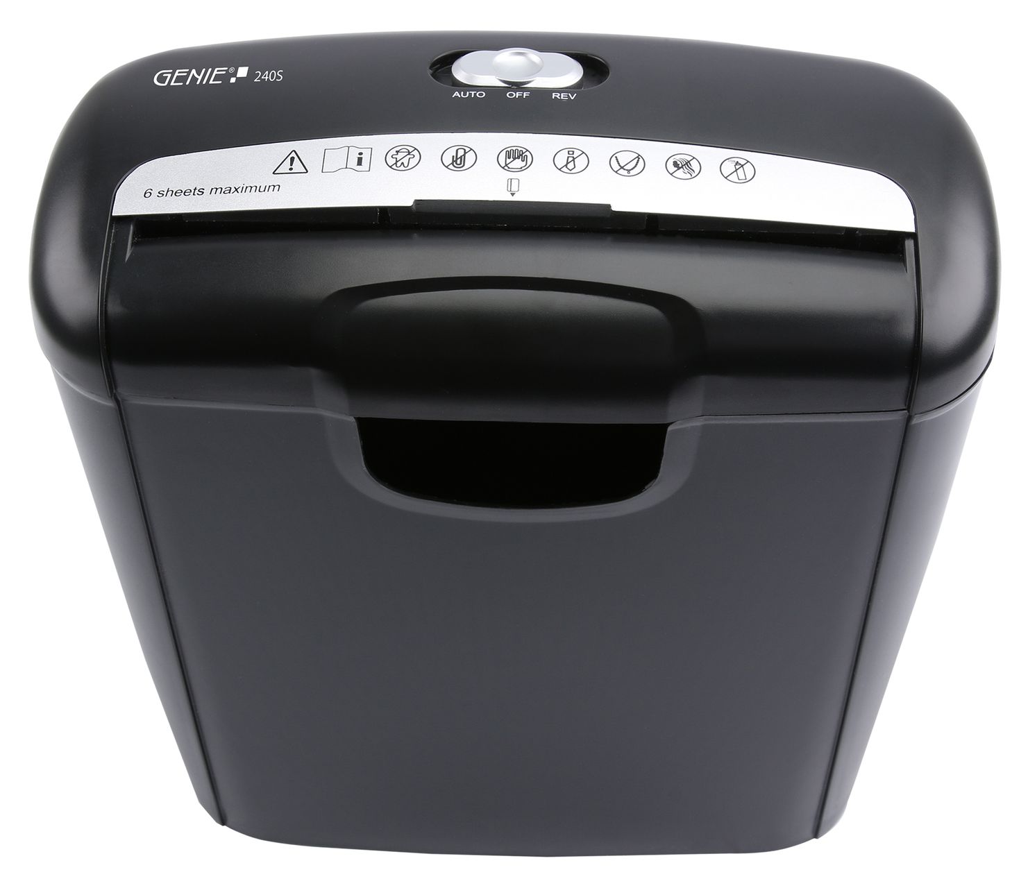 Genie 240S Aktenvernichter 6 Blatt Streifenschnitt Sicherheitsstufe P2 mit Kredikarten