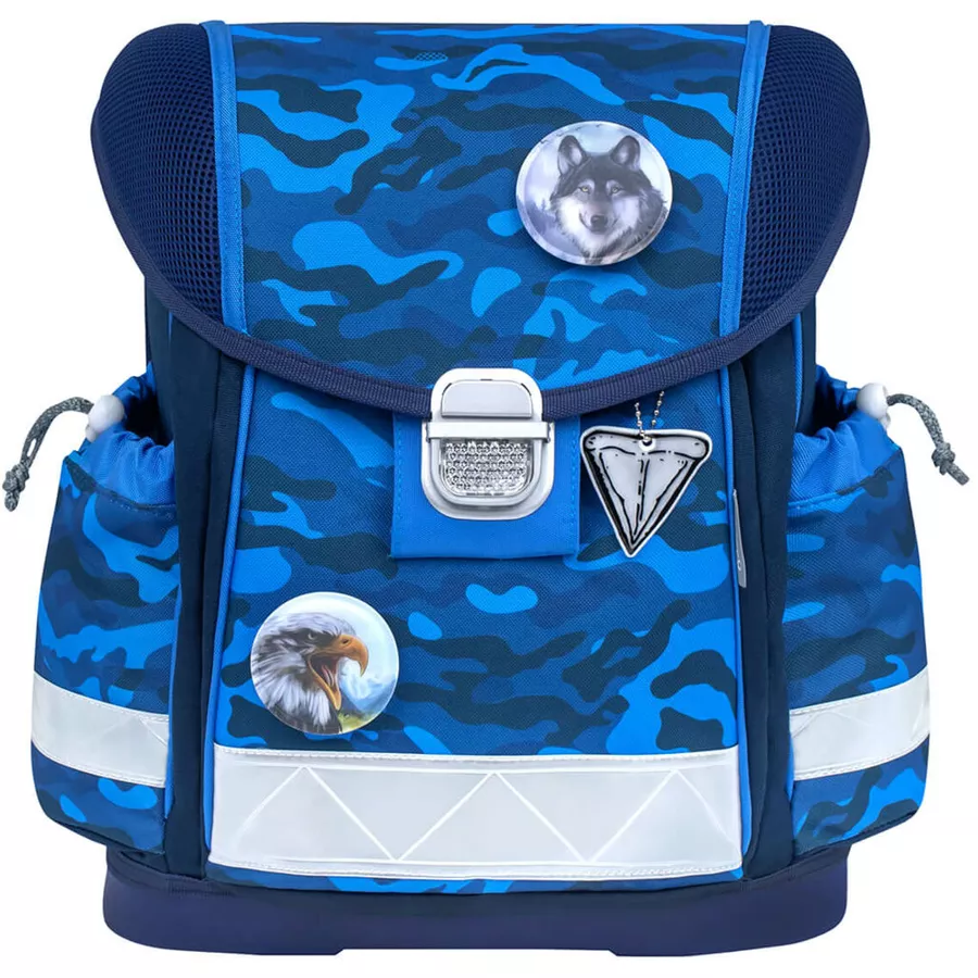 Belmil Schulranzen Classy Schulranzen Set 5-teilig mit Brustgurt Blue Camouflage