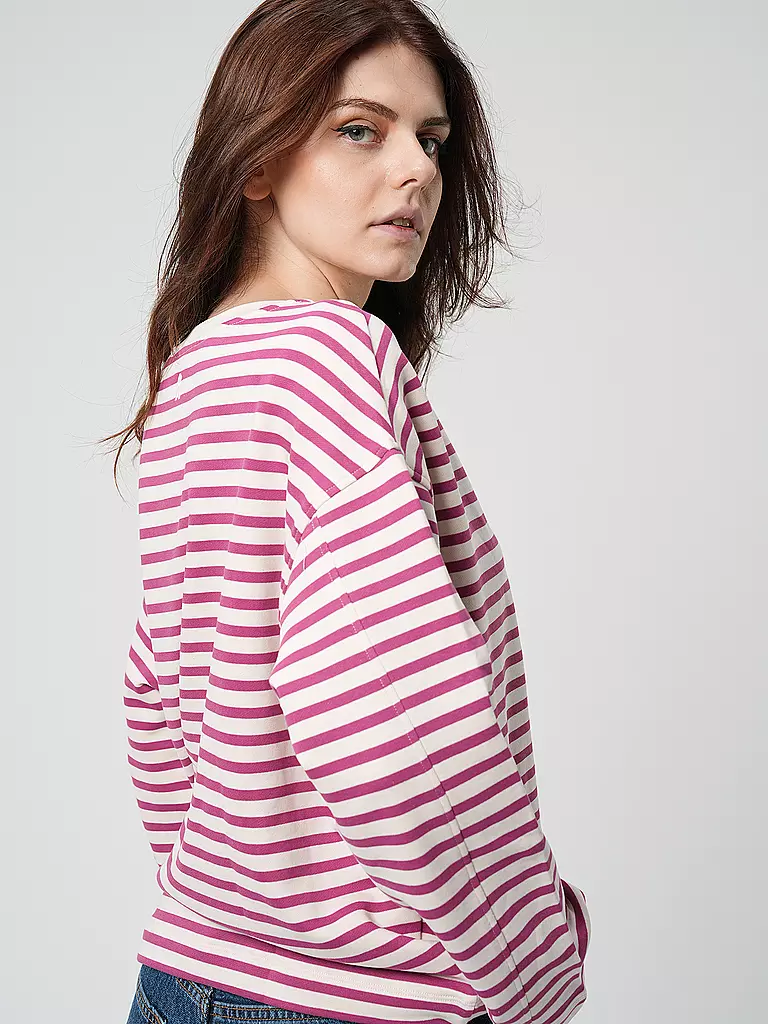 ARMEDANGELS Sweater Oversized Fit FRANKAA  STRIPES beere