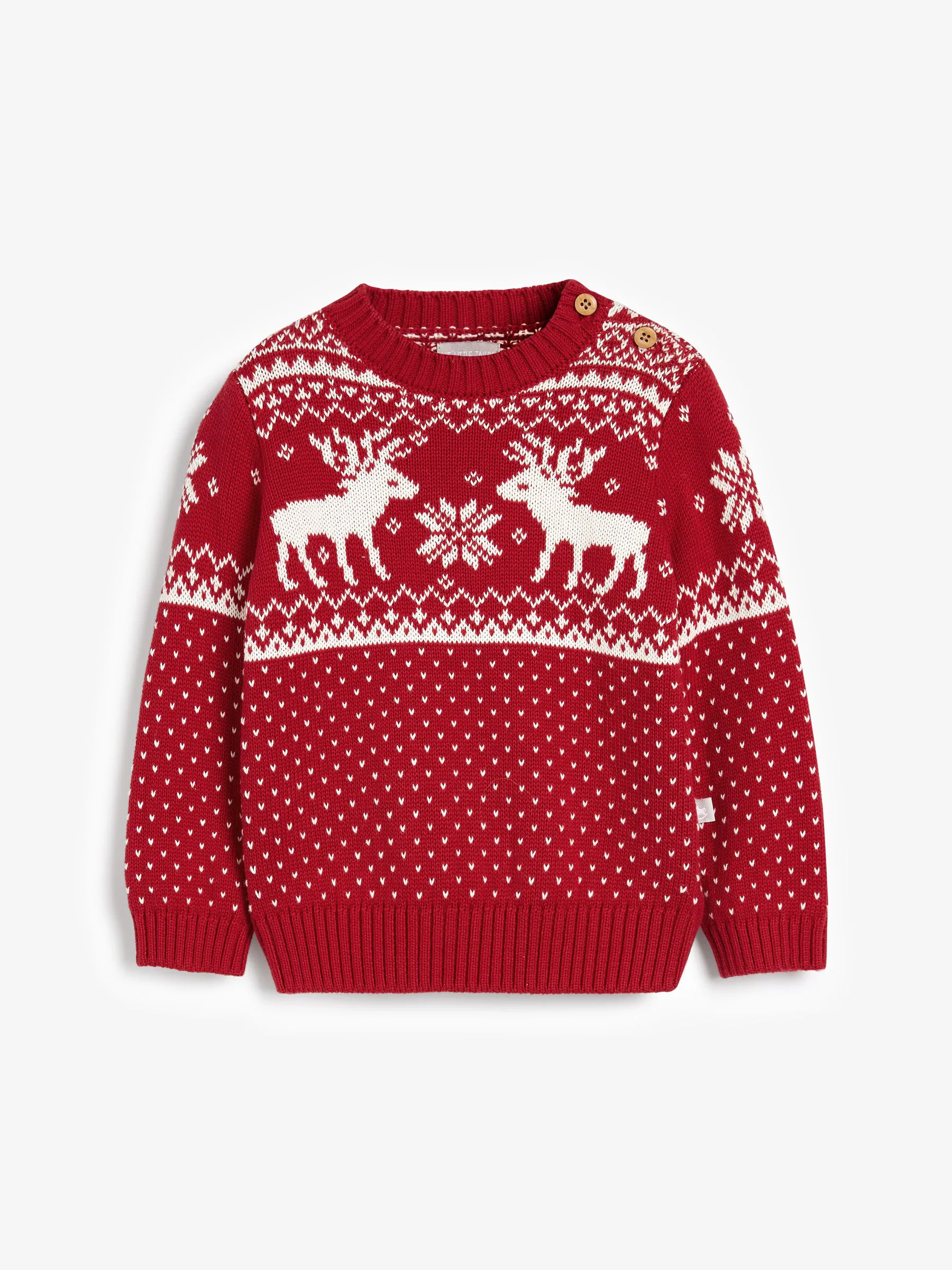Rood - Kersttrui voor baby's met rendieren en fairislepatroon