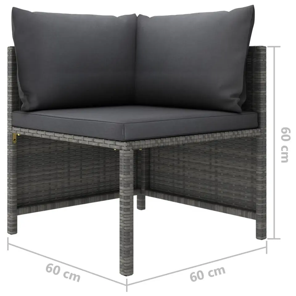 vidaXL - Hoekbank sectioneel - Grijs - Poly rattan - Met kussens