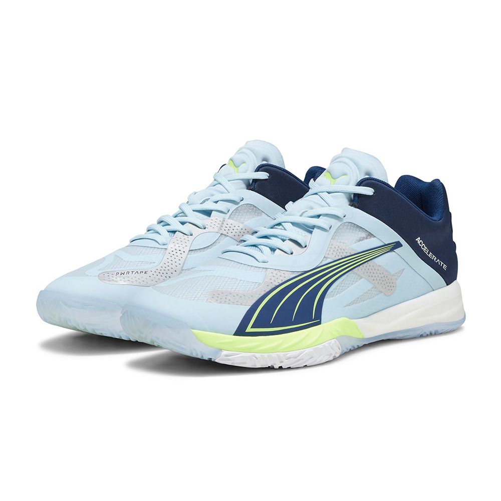 Puma ACCELERATE NITRO SQD - Chaussures handball Homme silver sky/persian blue/puma white
