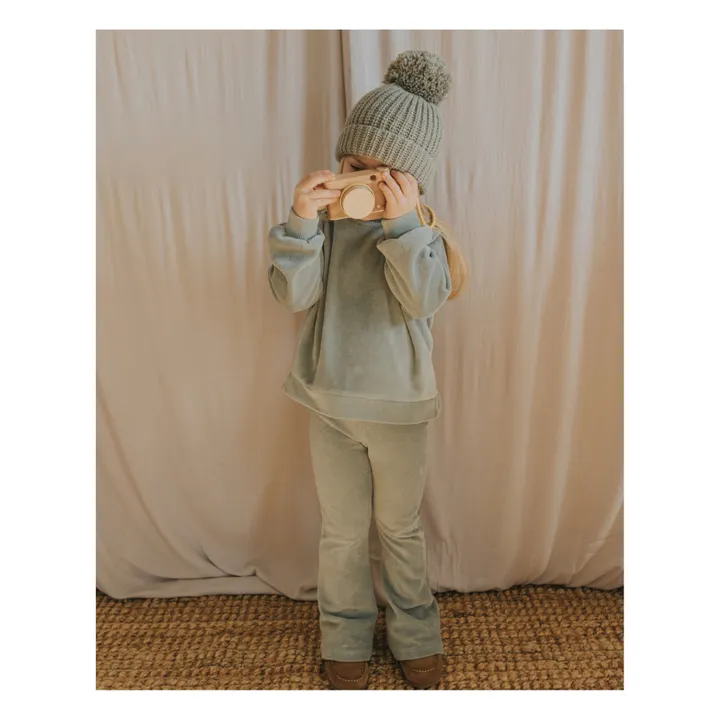 Búho Pantalon Flare Velours | Bleu gris