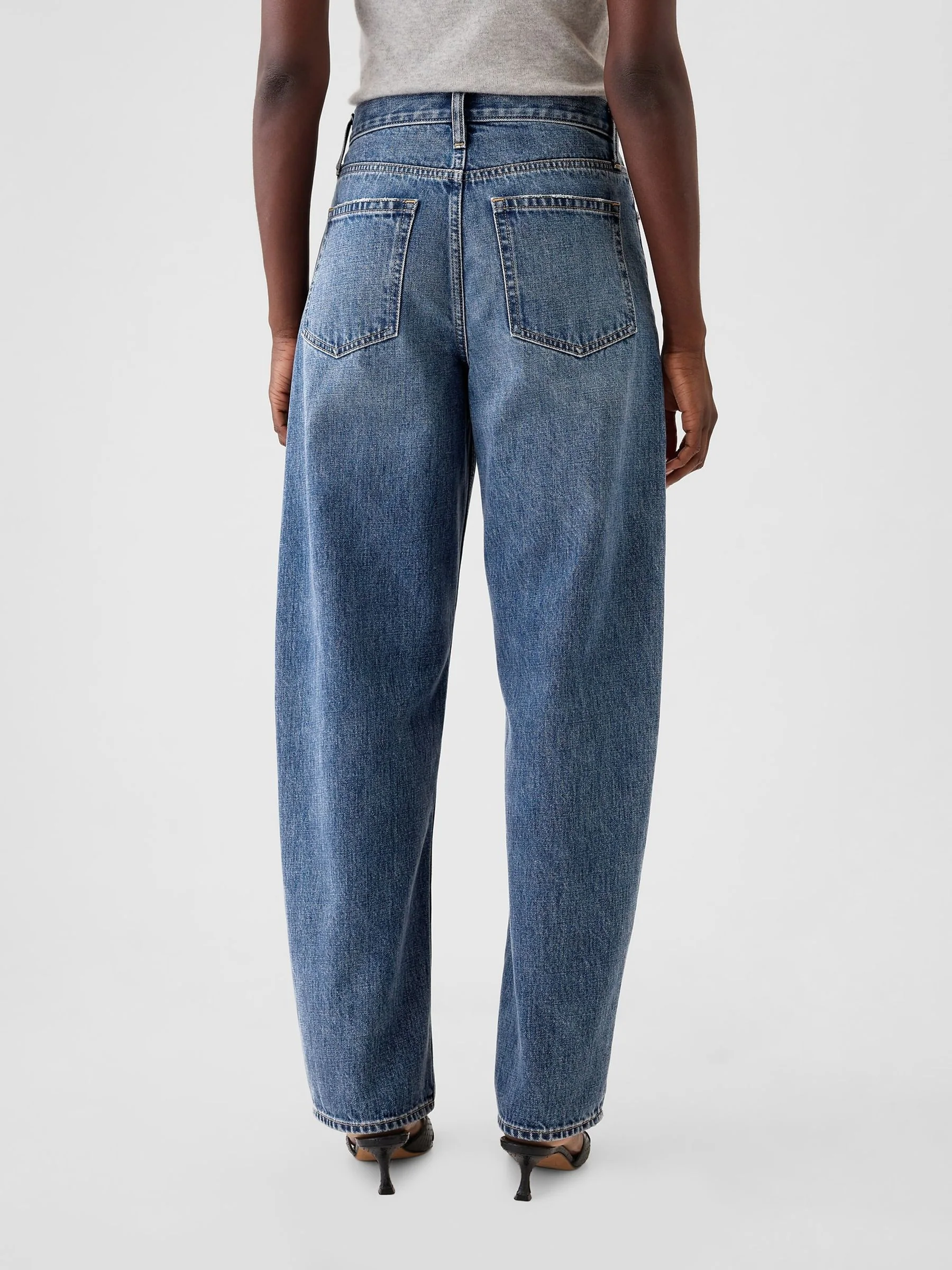 Blauw - Gap jeans met hoge taille en toelopende pijpen