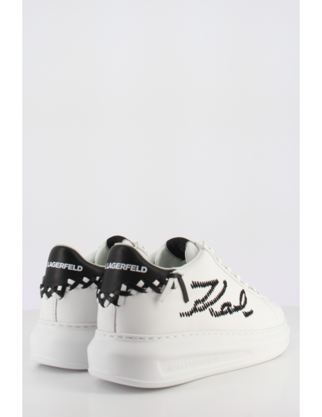 karl lagerfeld Baskets de ville Femme Kapri Whipstitch Lo Lace Cuir Blanc/Noir