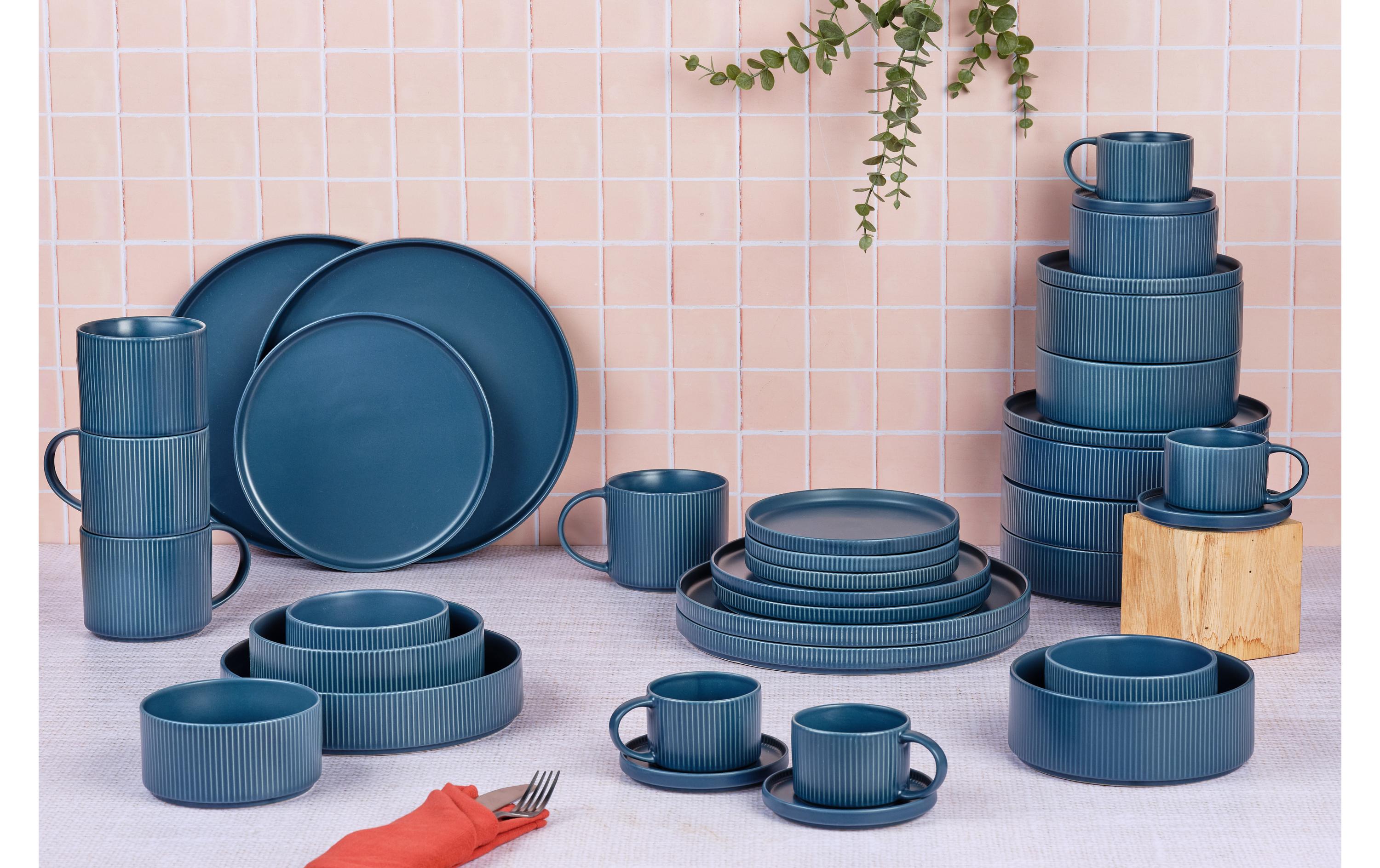 Speise-Service Scandi, 36-teilig, Marineblau<br>Komplettes Geschirr-Set