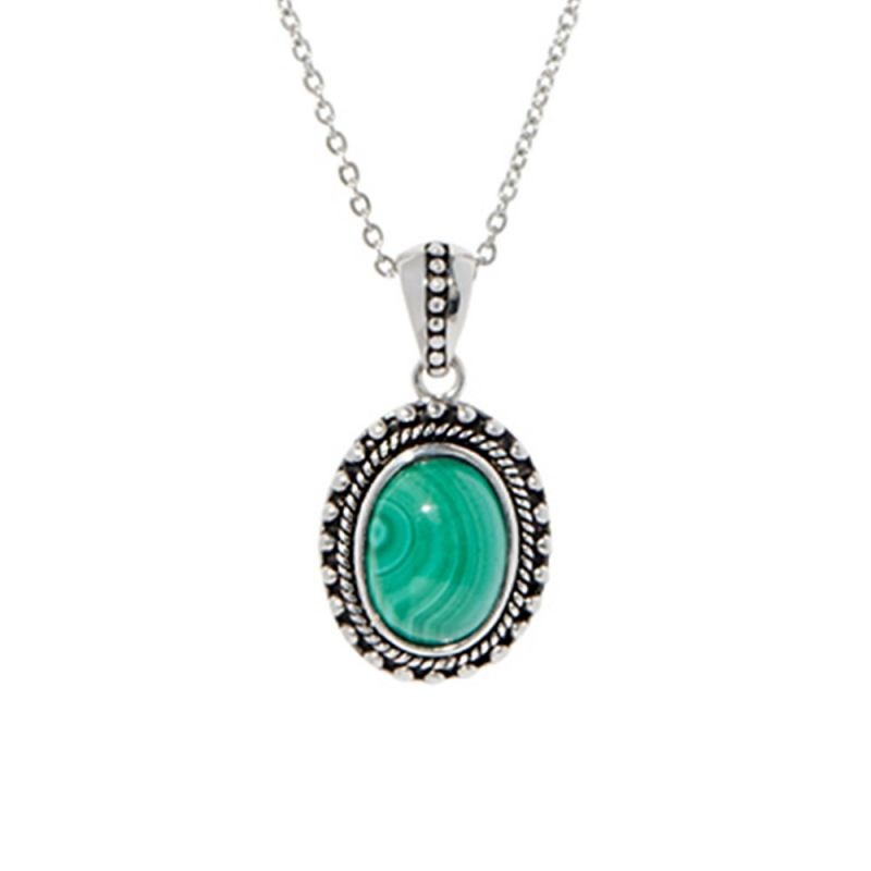 Pendentif argent massif et pierre naturelle