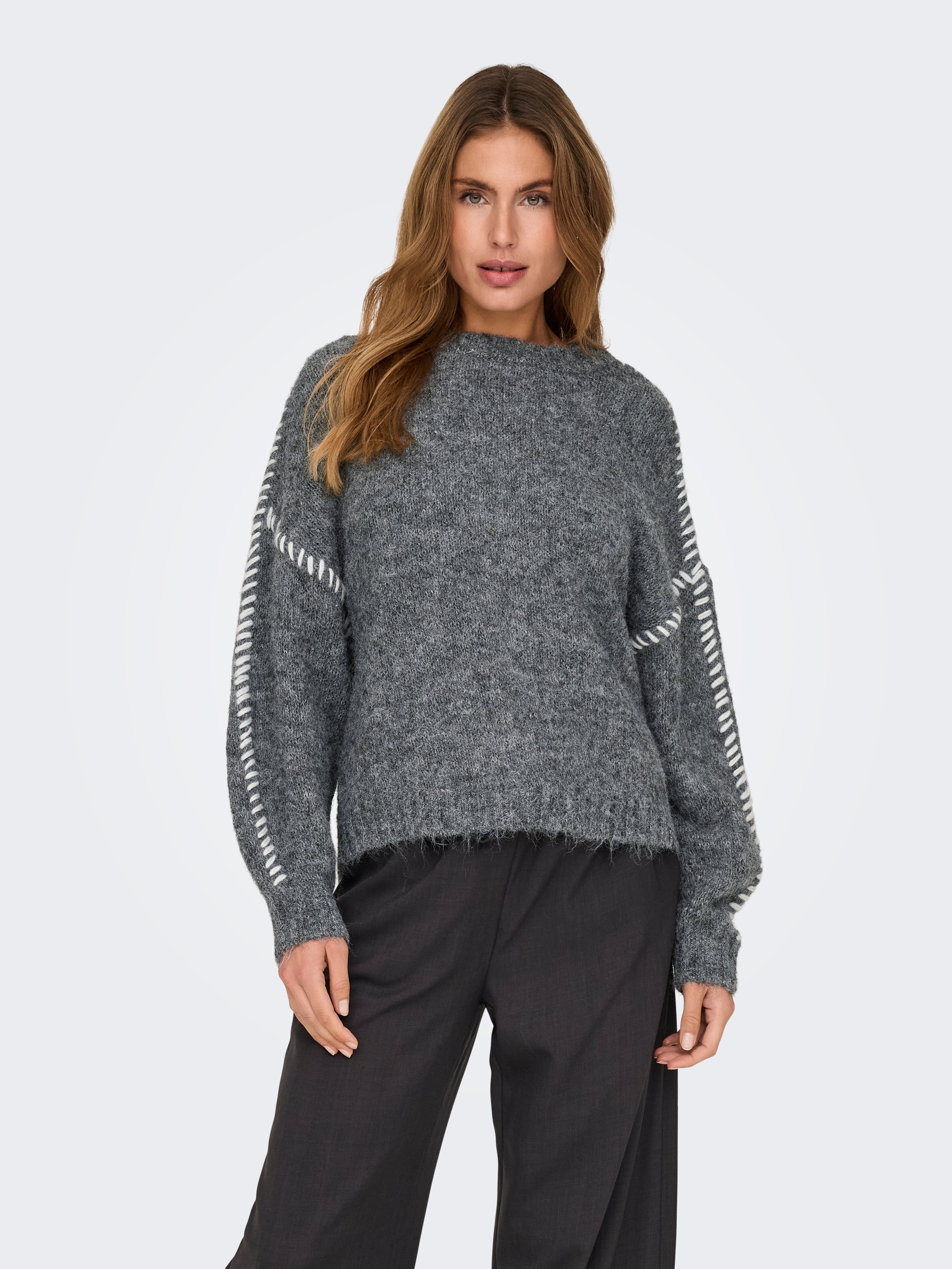 JDYZOEY Strickpullover Dark Grey Melange