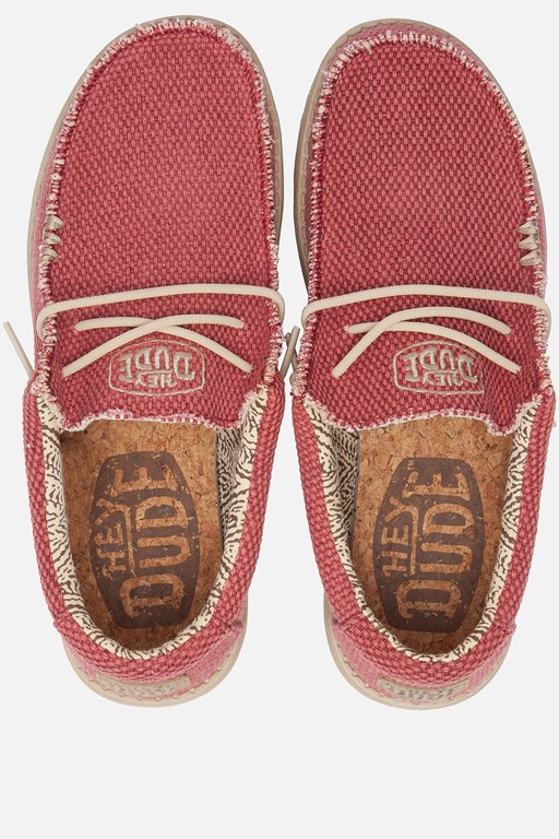 HEYDUDE Wally Braided Instappers rood Katoen