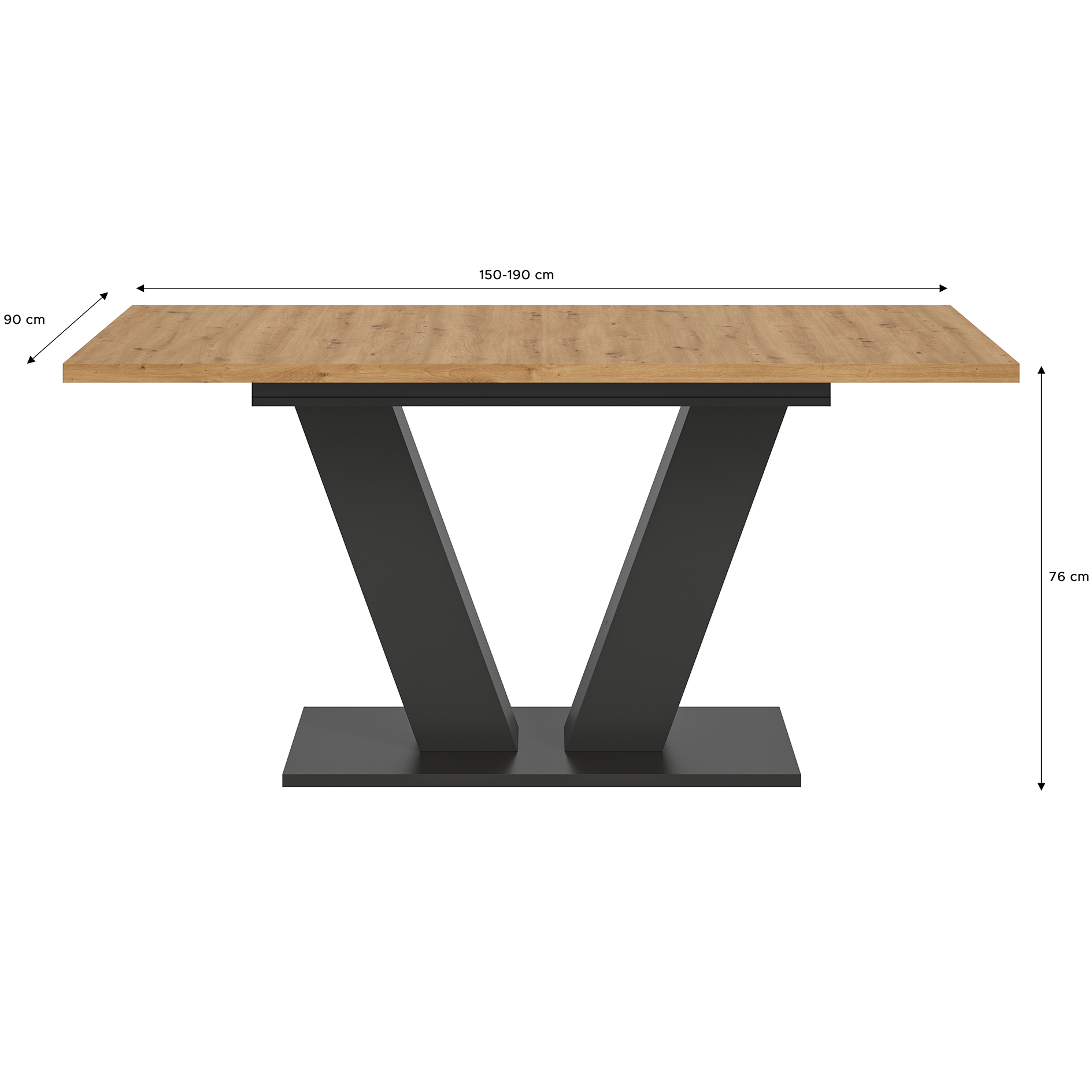 Esstisch MOTION -Artisan Eiche - grau - ausziehbar - V-Gestell