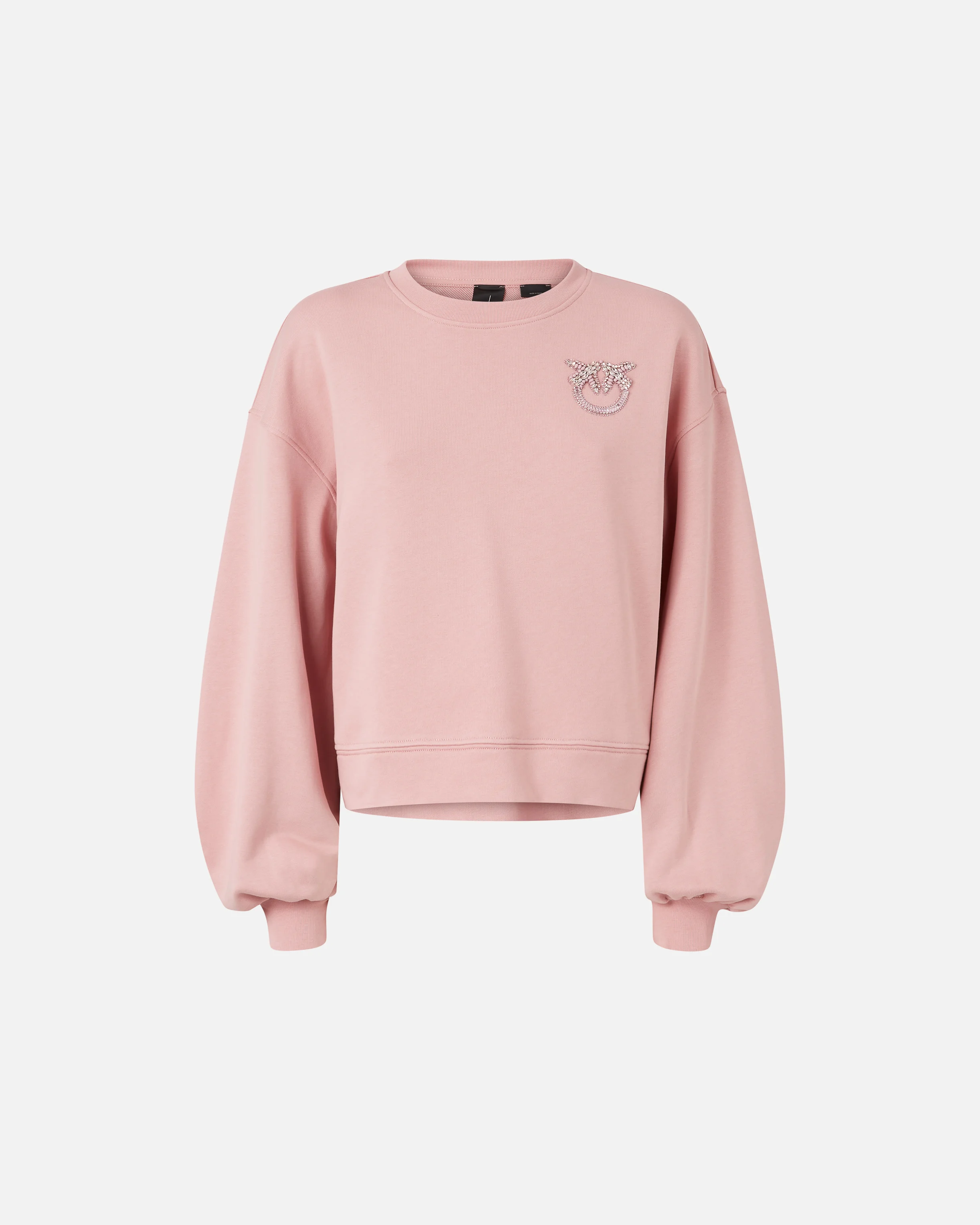 Sweat-shirt à manches larges et broderie bijou love birds | Rose