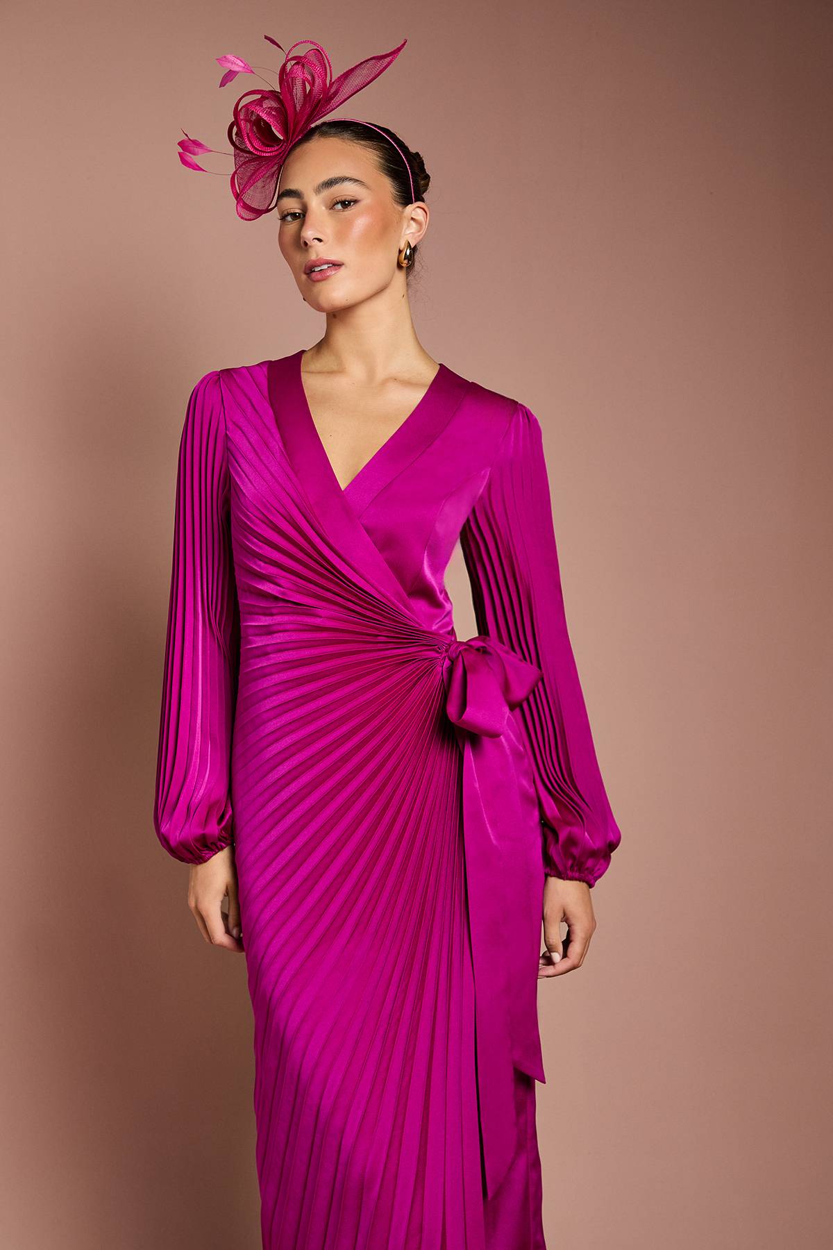Coast Robe Portefeuille Plissée en Satin