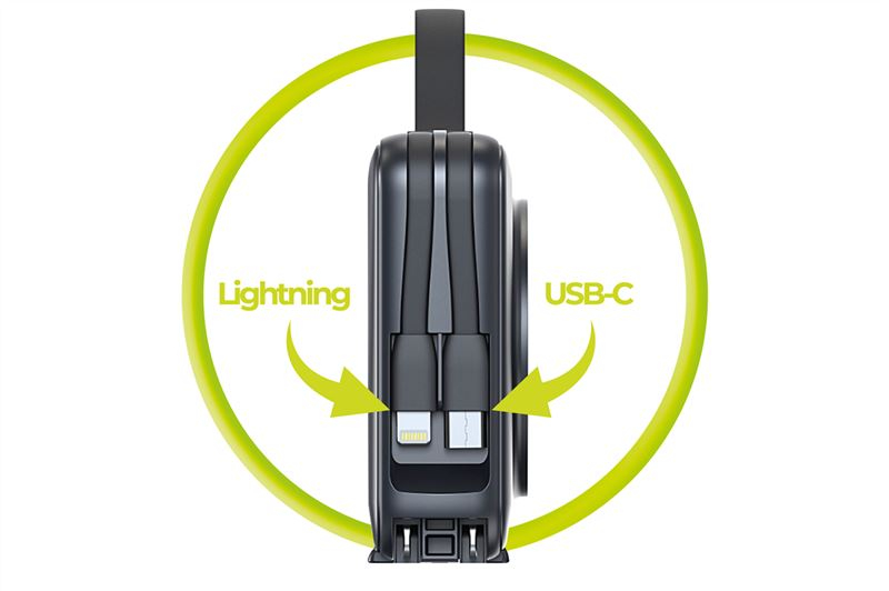 (22.5W) 10000mAh USB C / USB A MagSafe Powerbank Fast Charge Ladegerät   USB C / Lightning Ladekabel   Travel Adapter (PBT-03L-BLK)