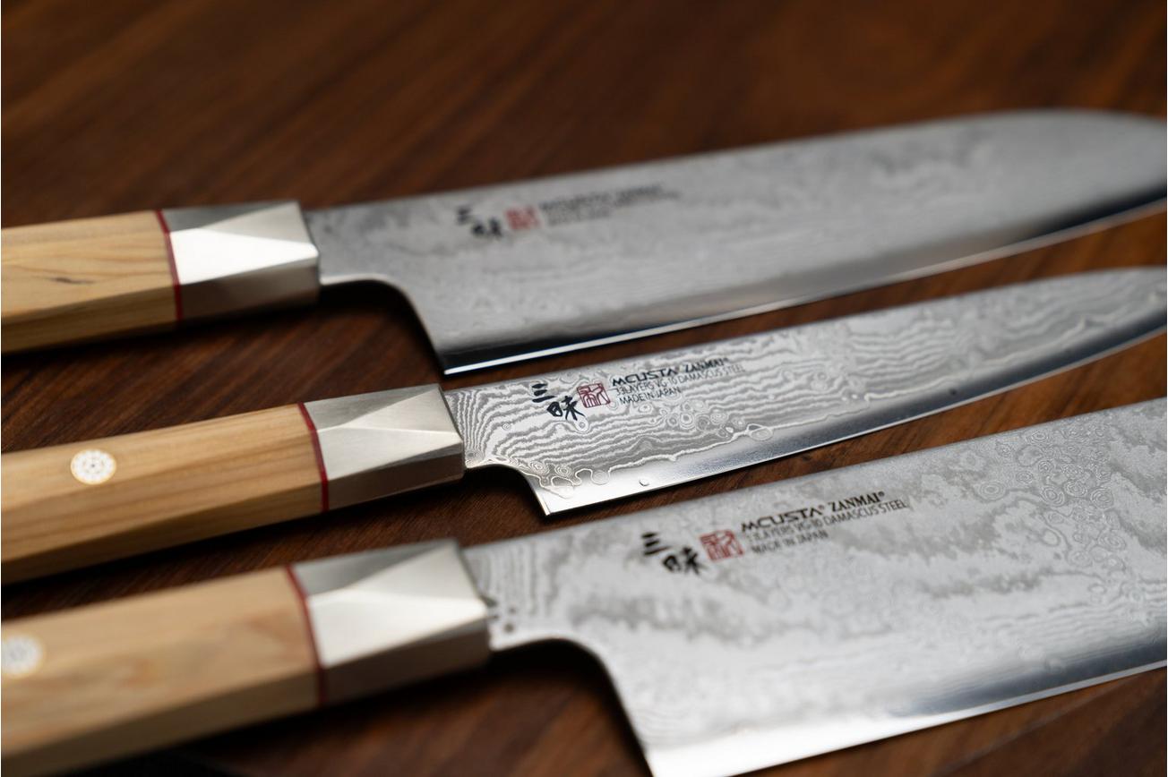 Mcusta Zanmai Santoku ZBX2-3003DS, 33-Layer Damascus/VG10, Hinoki Handle, Knivesandtools Exclusive, santoku, 18 cm