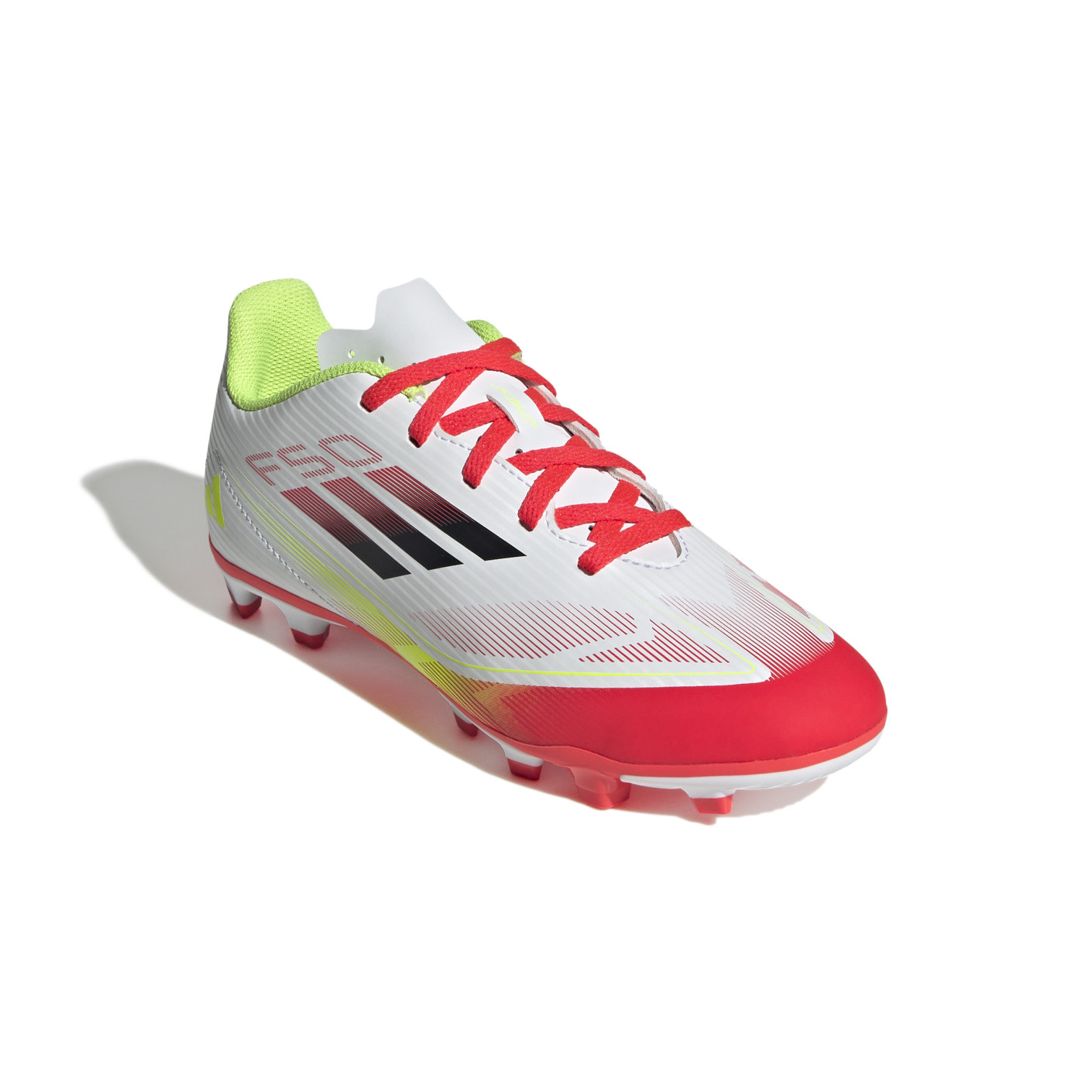 Adidas F50 Club Gras / Kunstgras Voetbalschoenen (MG) Kids Wit Rood Zwart Geel