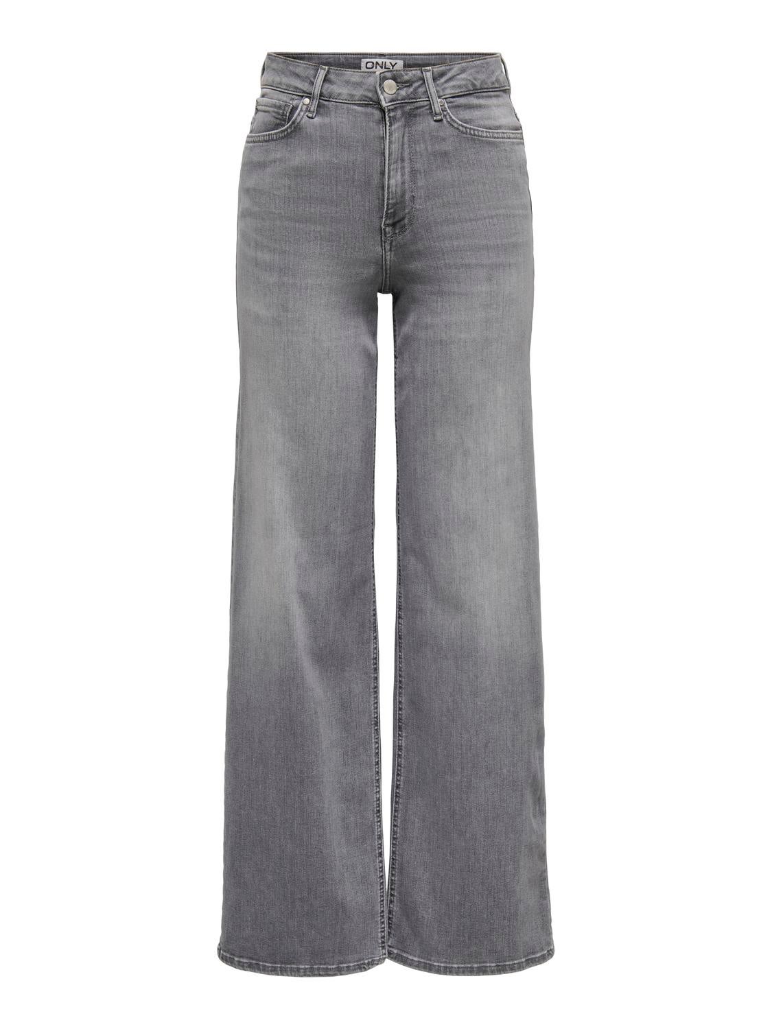 ONLMADISON Hohe Taille Weiter Beinschnitt Jeans Light Grey Denim