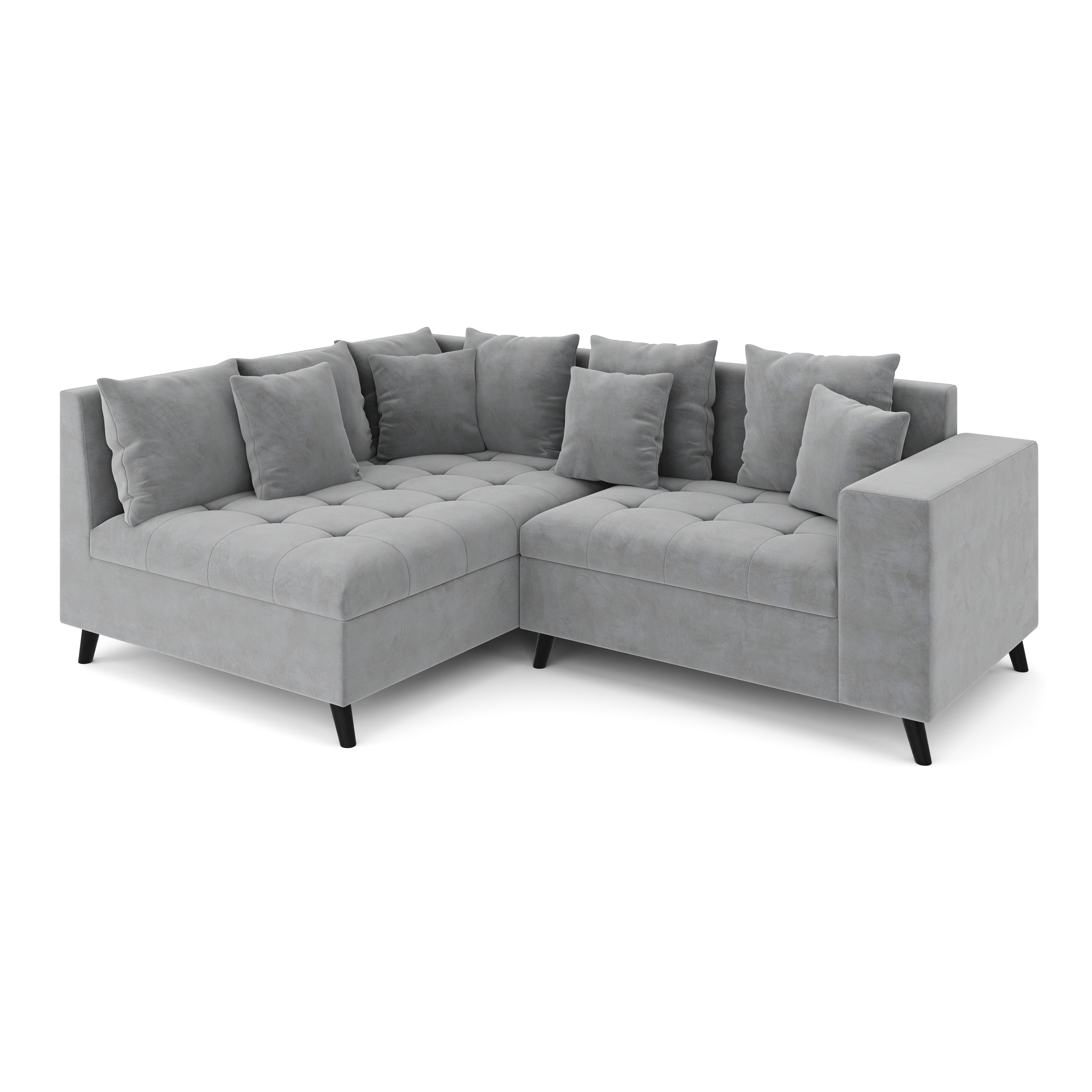 Ecksofa Samt mit Ottomane ELINA links grau