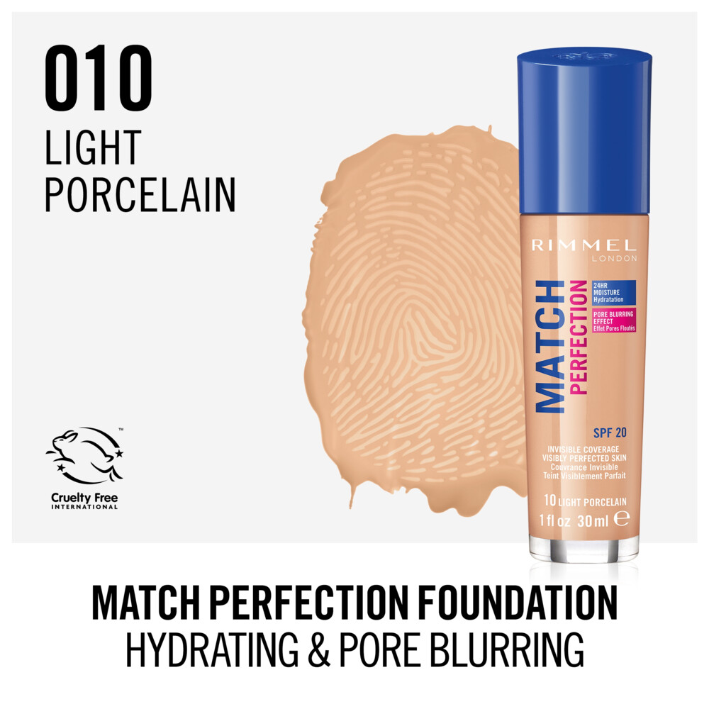 Rimmel Match Perfection Foundation 010 Light Porcelain30 ml