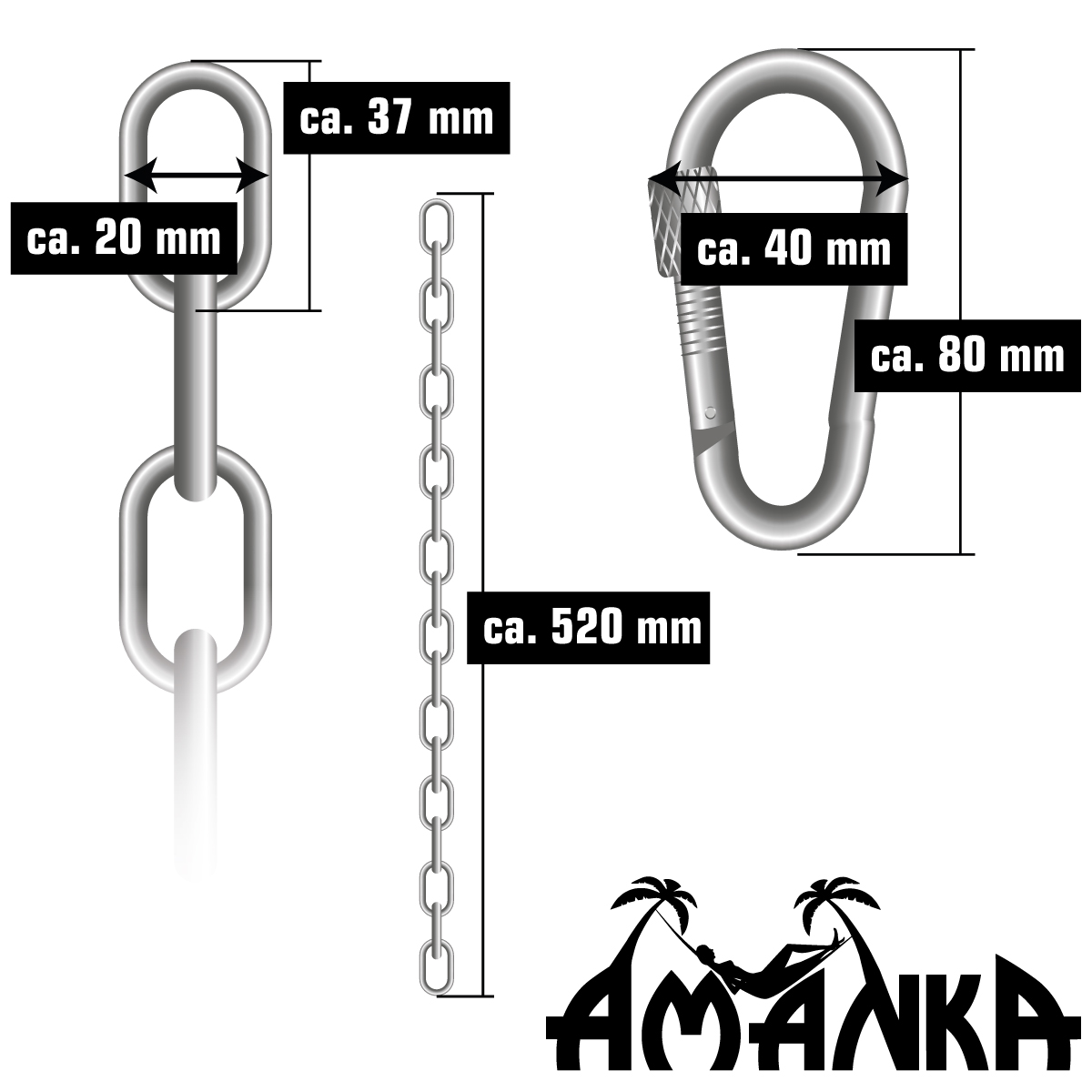 AMANKA 230 kg hangstoel bevestiging